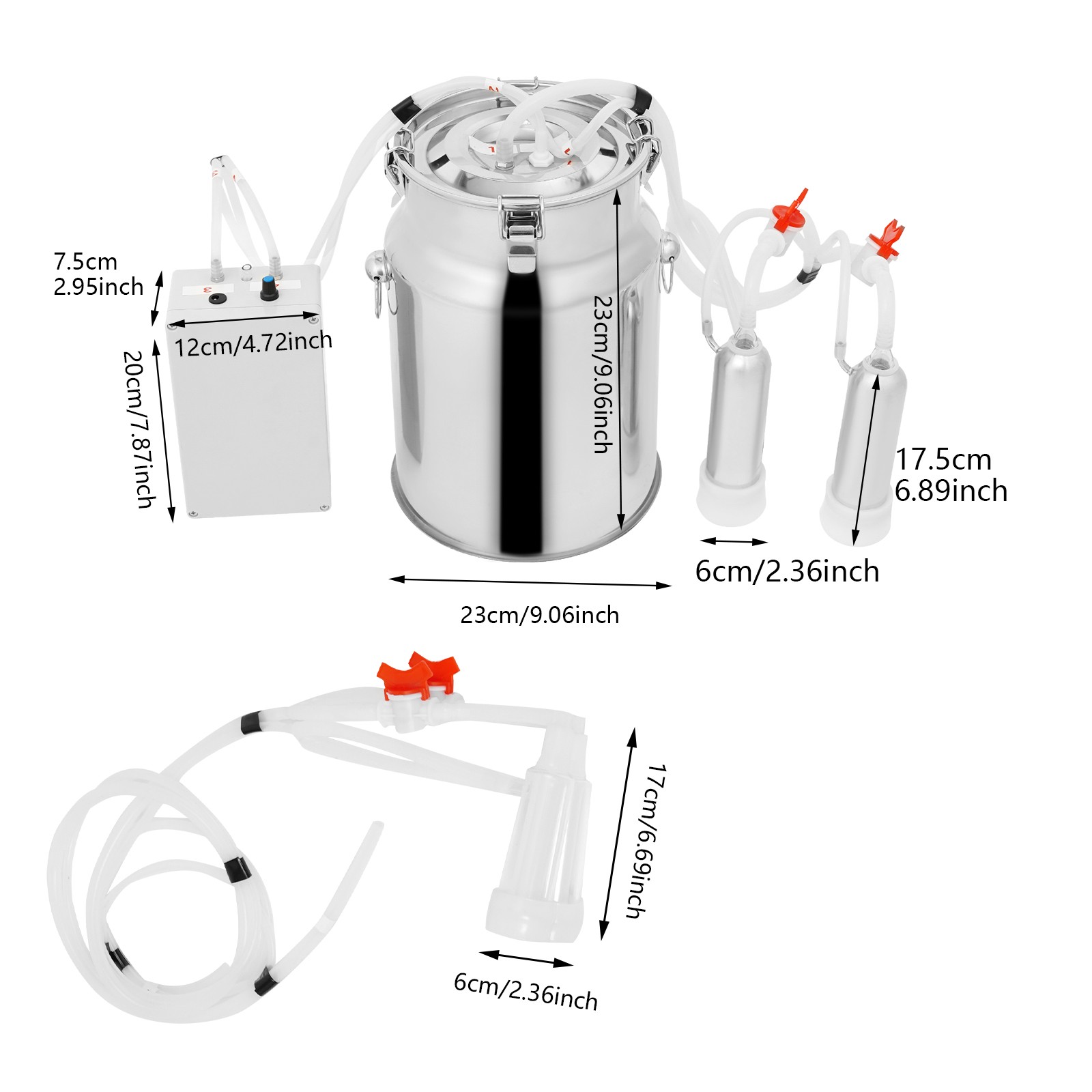 Pulsation Cow Milking Machine, Electric Cow Milker, Milking Machine with Stainle