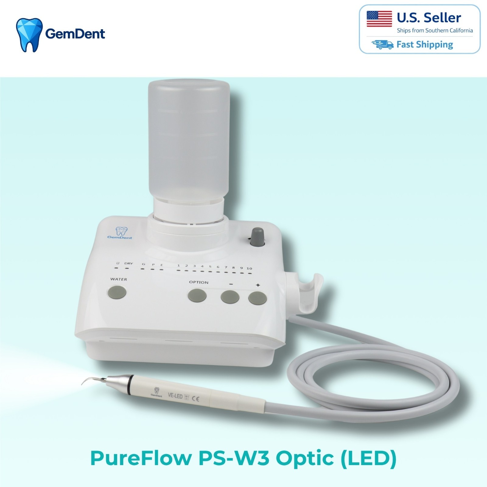 GemDent Ultrasonic Piezo Scaler EMS Compatible LED Dental Cavitron Unit