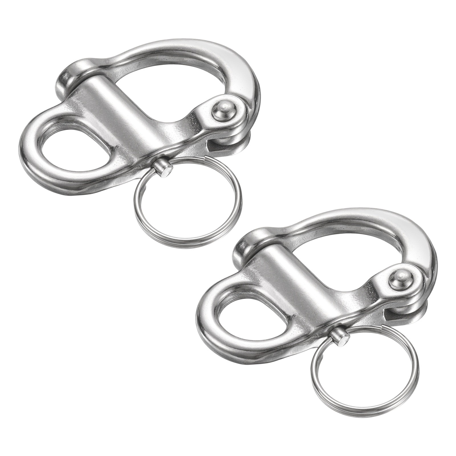 2Pcs 2″ Quick Release Shackle 316 Stainless Steel Fixed Bail Snap Shackle
