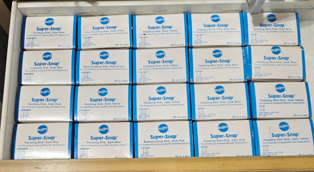 Shofu #L520 Super-Snap Finishing Mini Disks Safe Side Down DARK YELLOW 50/Box