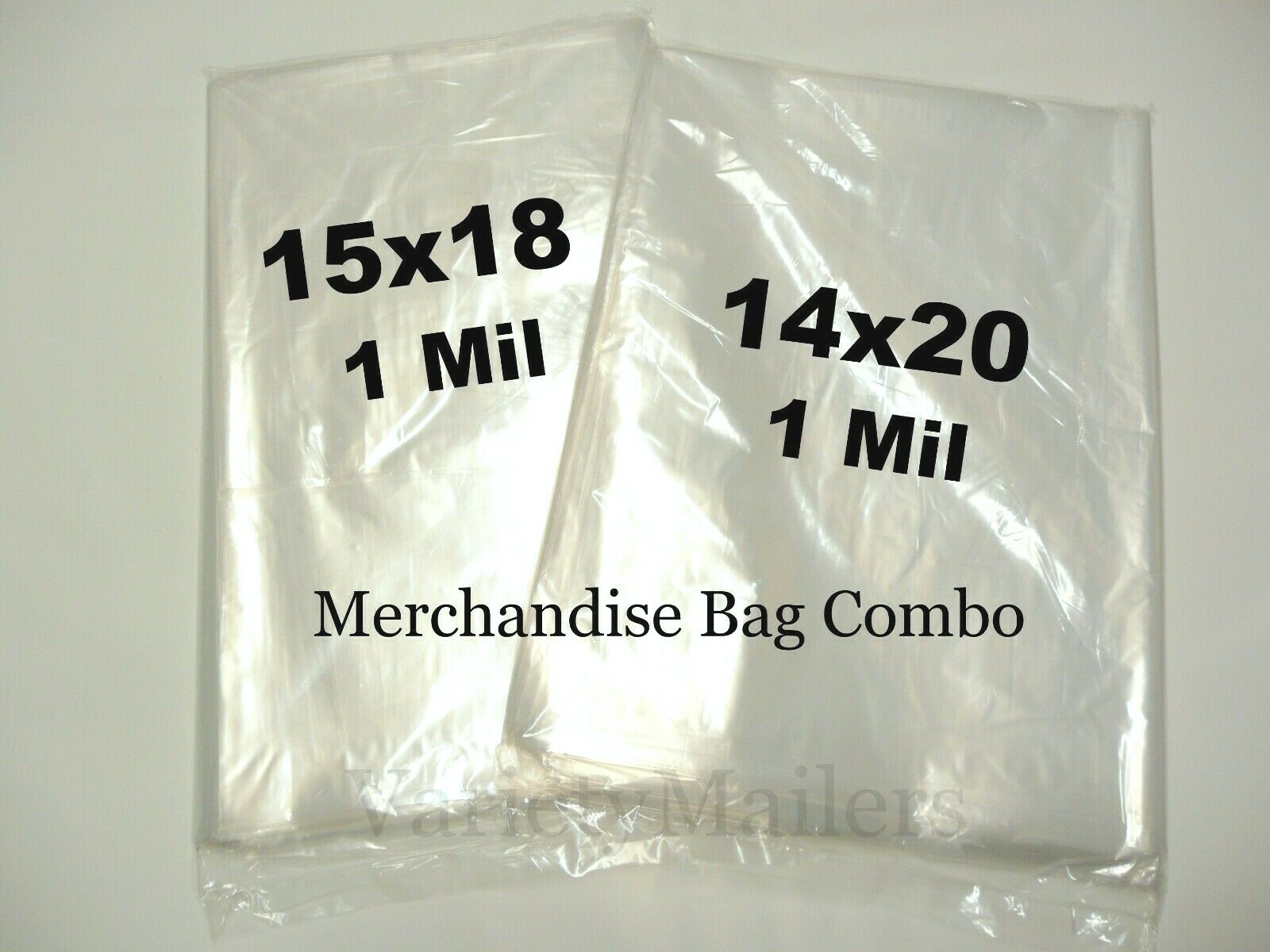 200 Large Clear Poly Bags 14×20 & 15×18 / 1 Mil Apparel Plastic Bag Combo