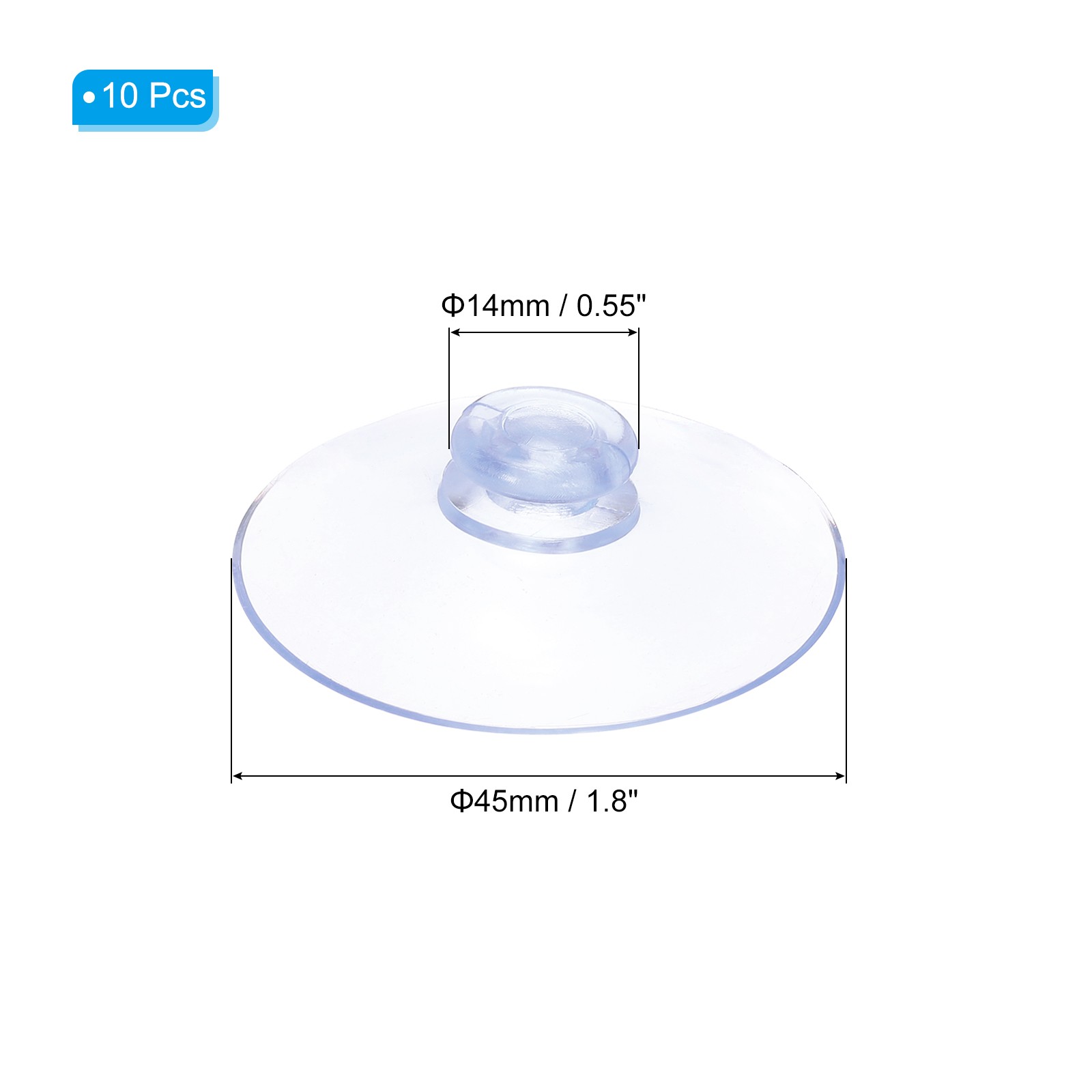 10Pcs 45mm/1.8 Inch Suction Cups Sucker Pads Without Hooks Clear