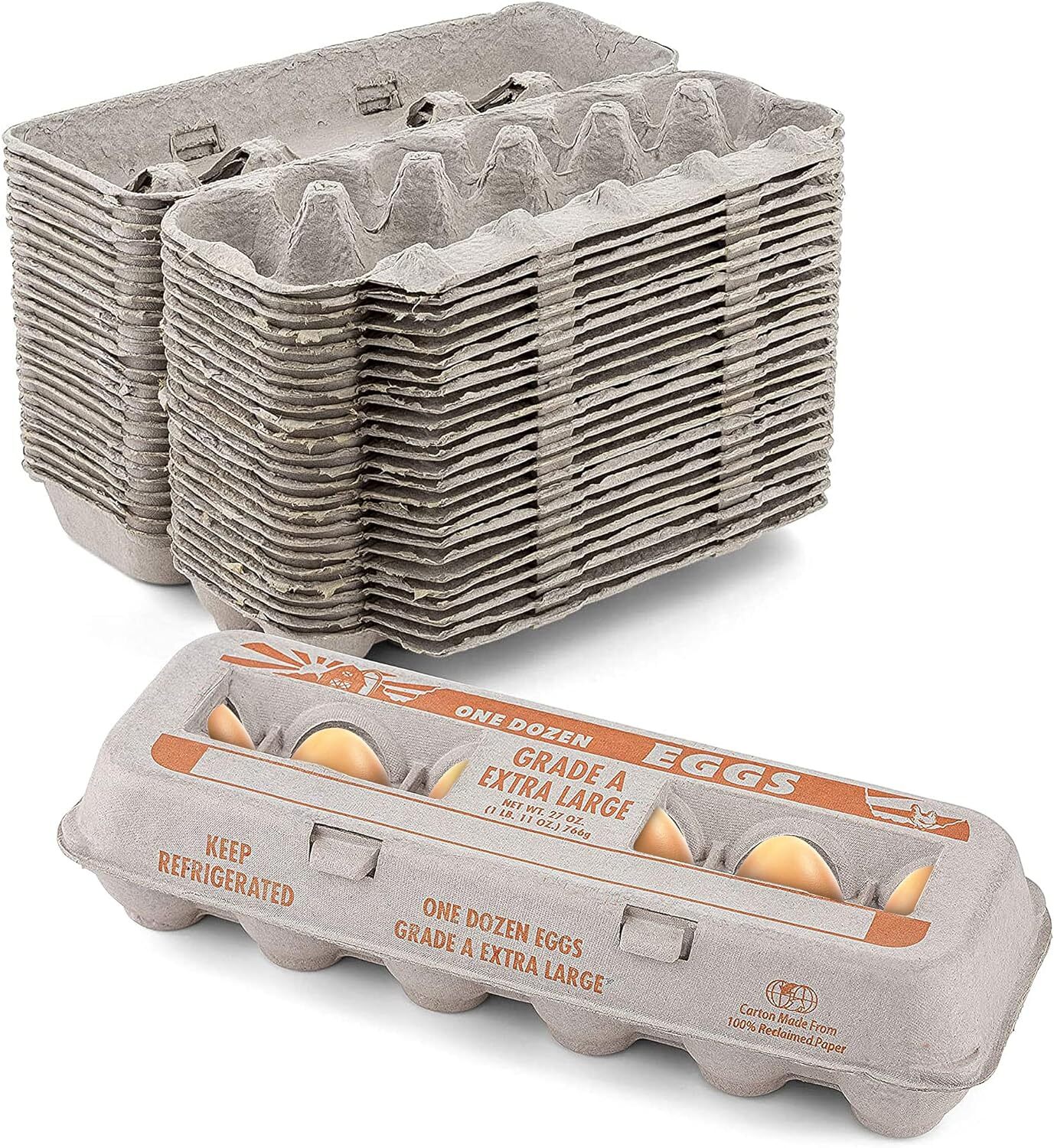 MT Products Printed Pulp XL Paper Egg Cartons Hold Eggs 12 Count – Pack of 10