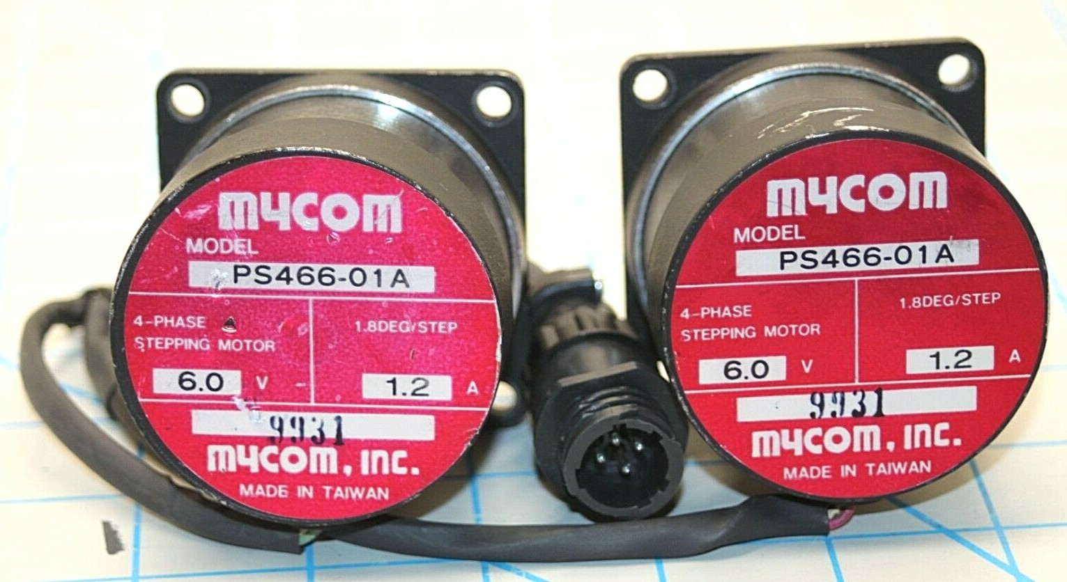 PS466-01A(LOT OF 2) / 2 STEPPING MOTORS 4-PHASE 6.0V 1.2A 1.8DEG STEP / MYCOM