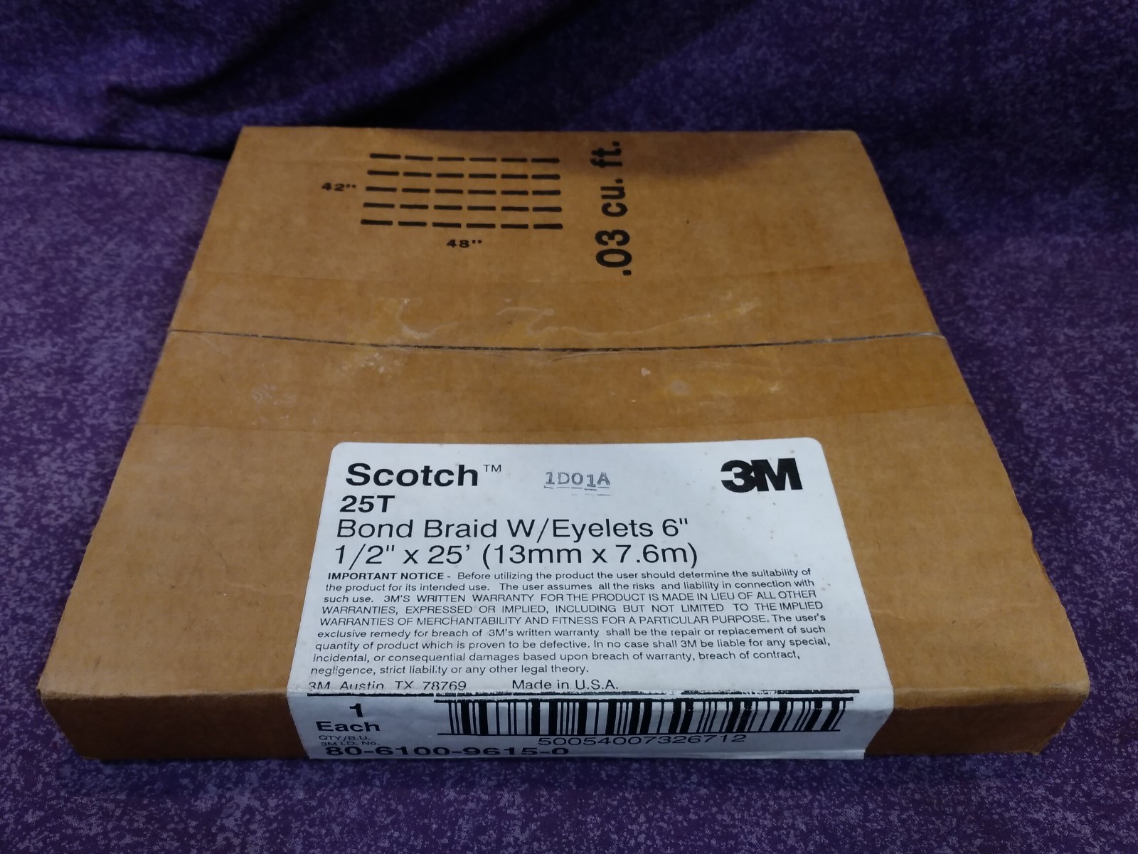 25FT 3M SCOTCH 25T Electrical Grounding Bond Braid w’ Eyelets 6″ 80-6100-9615-0
