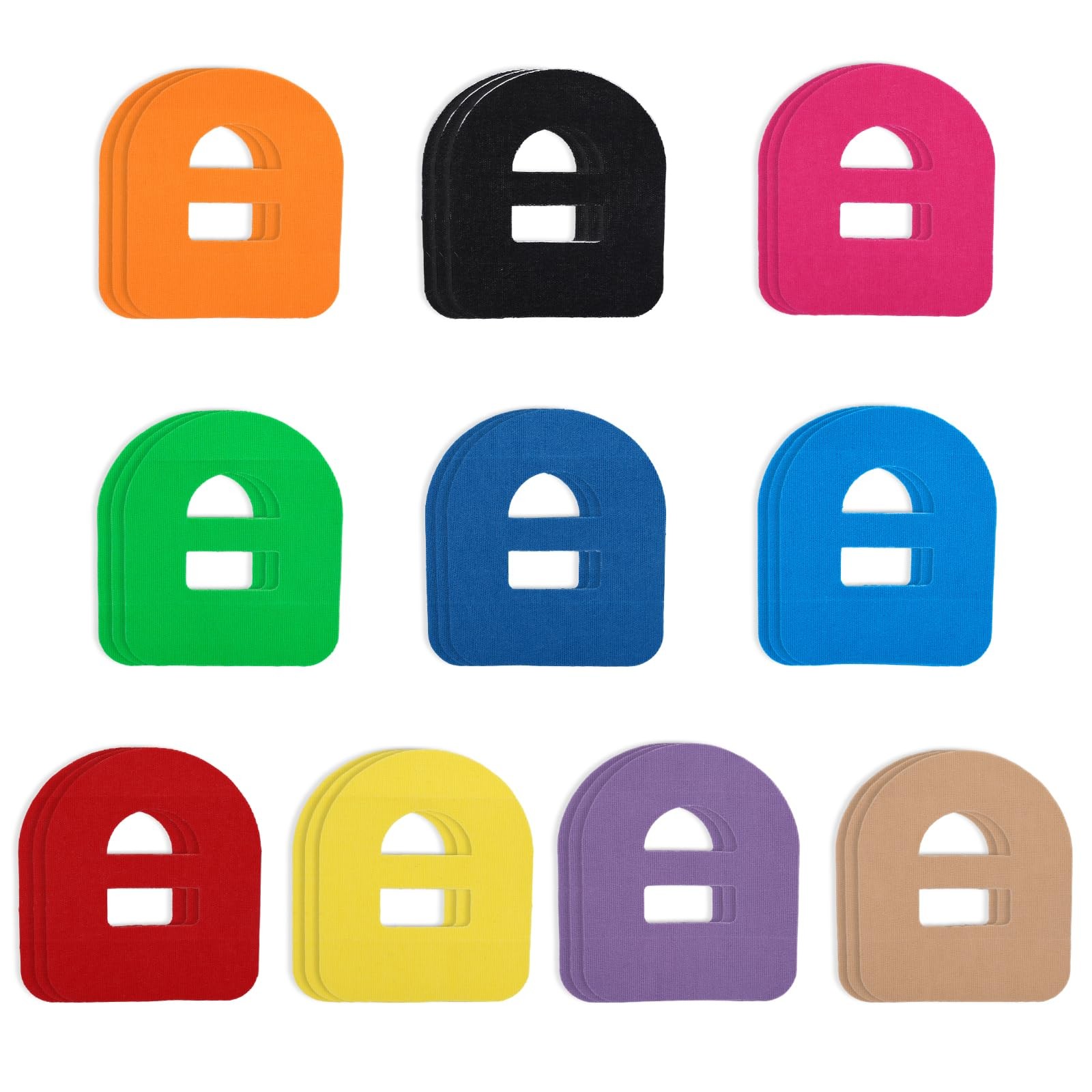 M, Green, Light Blue, Yellow, Dark Brown, Purple, Pink, Black, Orange, Red