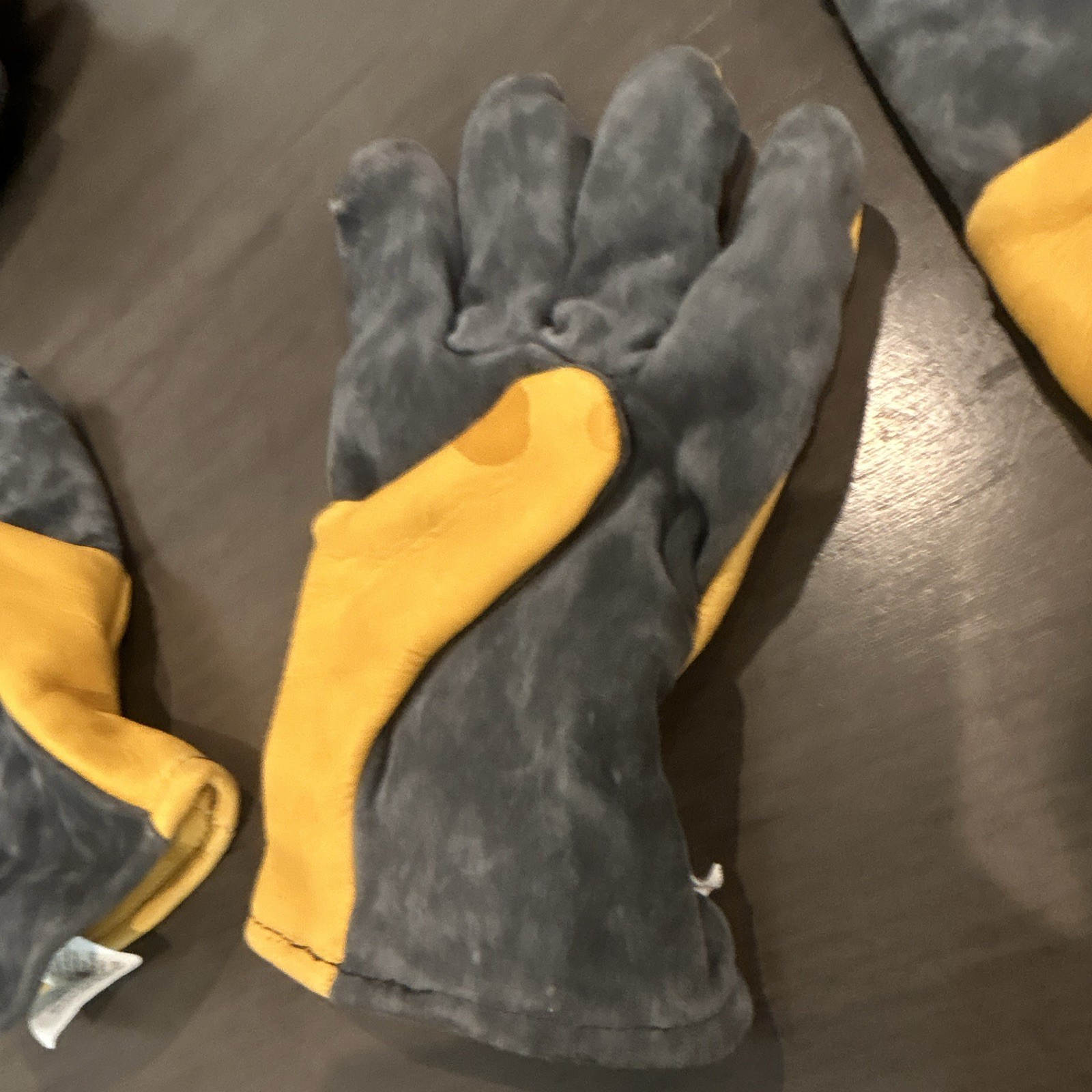 Shelby Model FDP Leather Work Gloves Yellow/Gray Pair, Size J Total 3 gloves