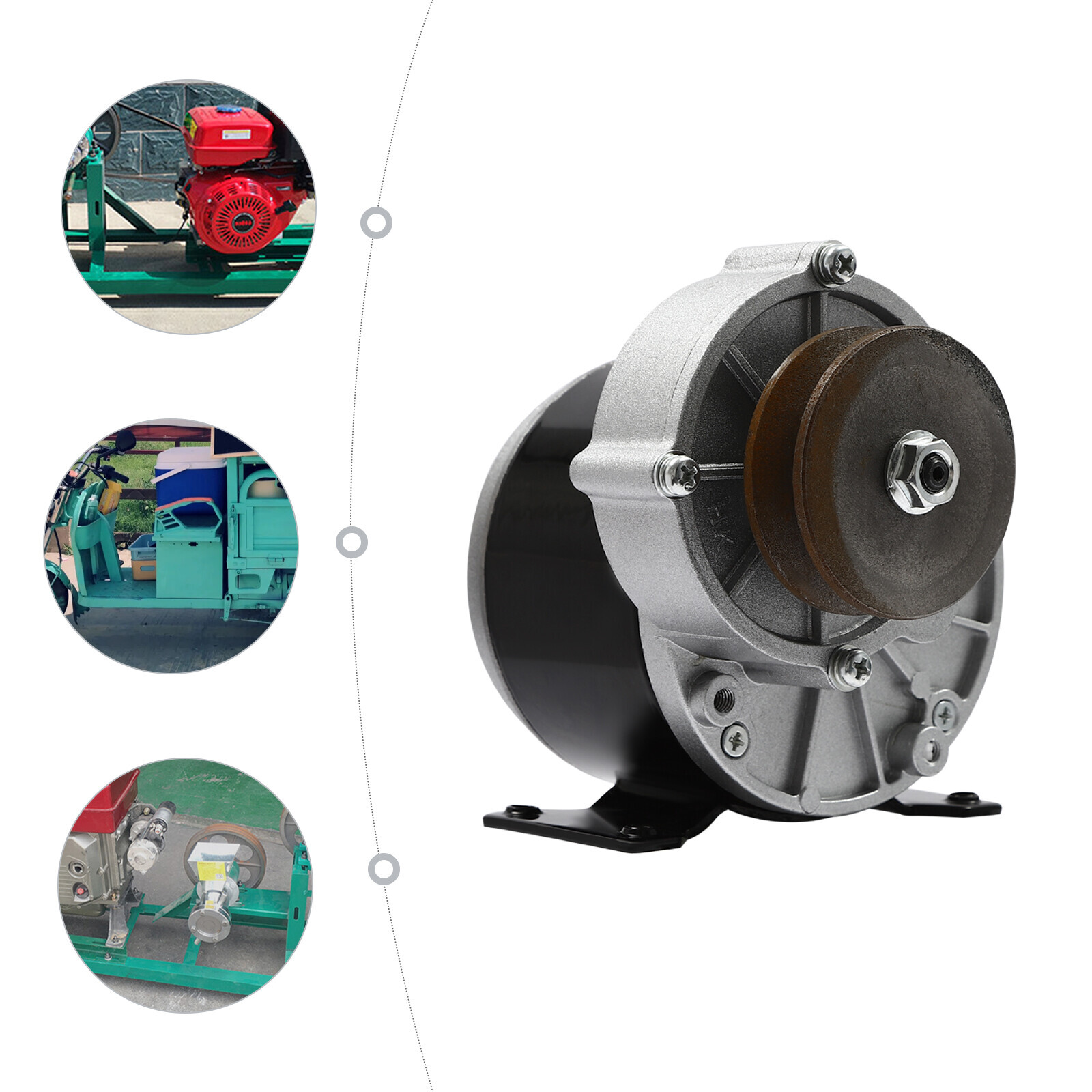 250W Gear Electric Motor Gear Motor Brushed Reduction Motor w/ Belt Pulley 36VDC