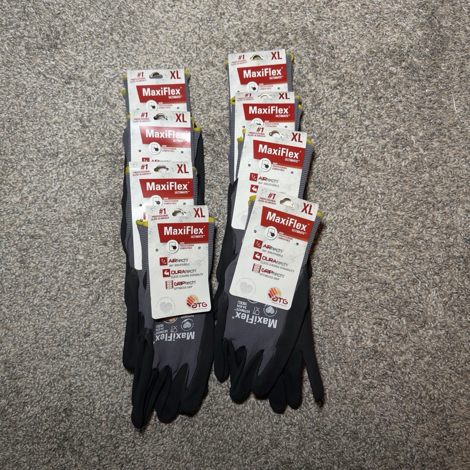 MaxiFlex Ultimate Men’s XL Seamless Knit Nylon/Lycra Glove 34-874T/XL Set Of 8