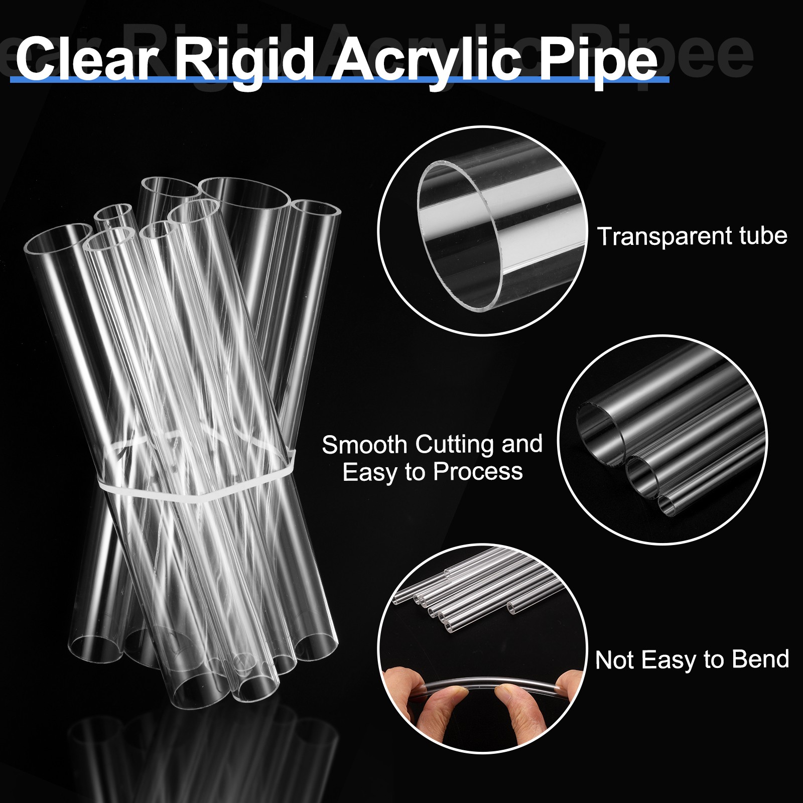 Clear Rigid Acrylic Pipe 93mm ID x 100mm OD 4″ Round Clear Plastic Tube