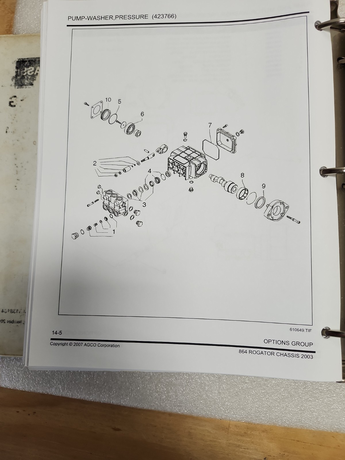 AG-CHEM 864 Rogator Row Crop Chasis Parts Catalog USED