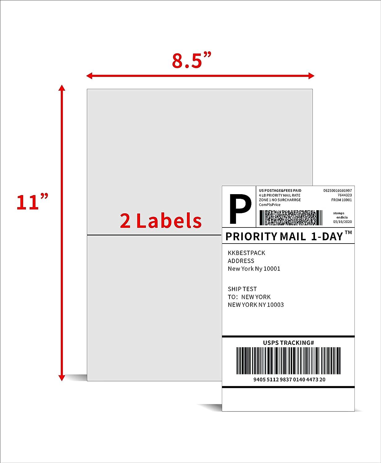 Shipping Labels 2 Per Sheet 8.5 x 5.5″ Half Sheets Blank Self Adhesive 220-11000