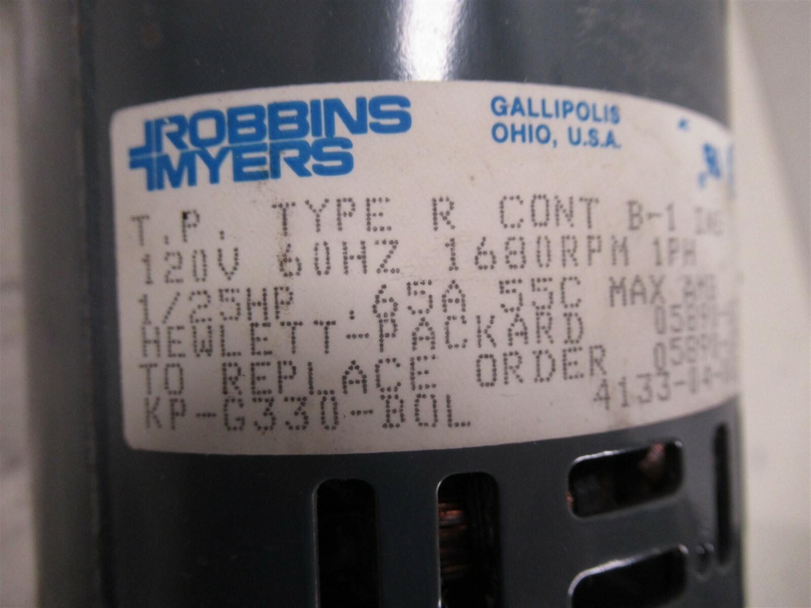 Robbins Myers Type R 1680 RPM Motor for HP Hewlett Packard 05890-61310 GC