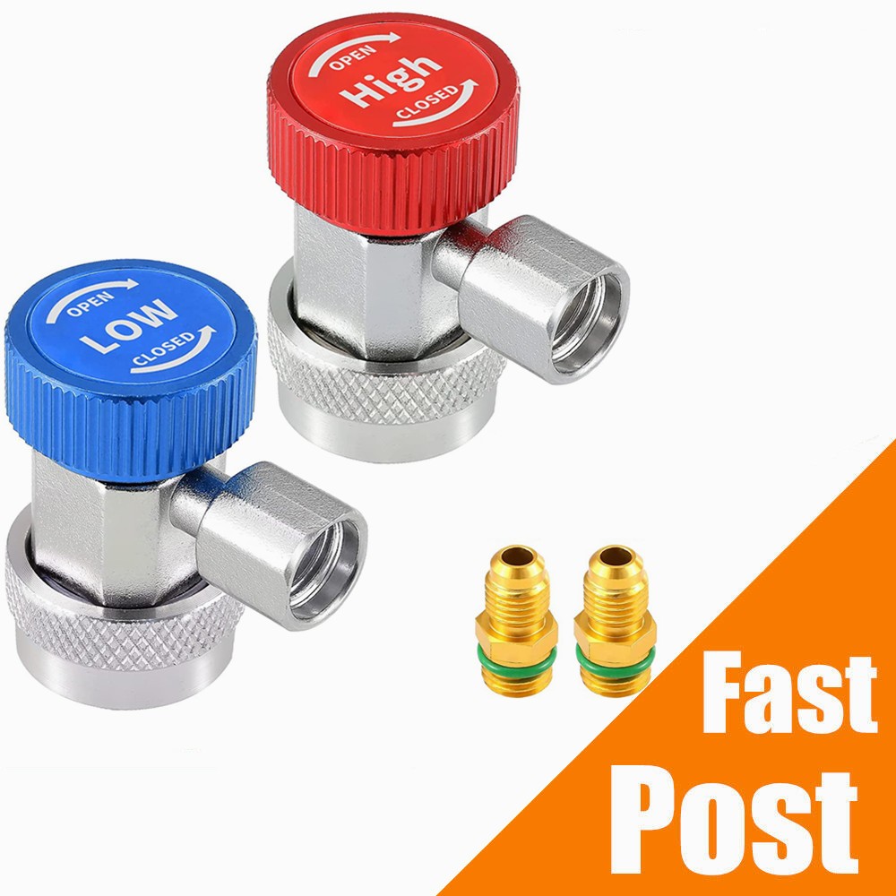 2PCS R134A Quick Connector Adapter Coupler AC Manifold Gauge Low/High 1/4″ SAE