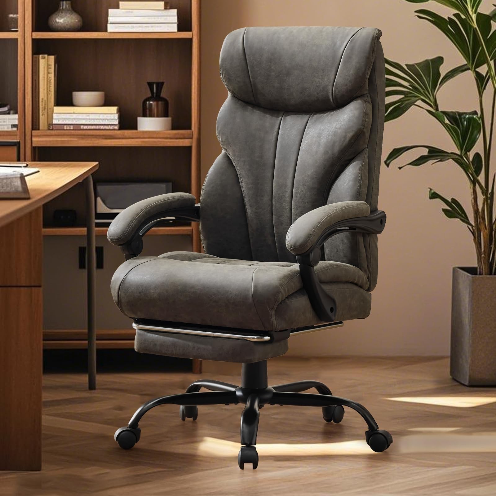 Office Chair Ergonomic Swivel Computer Desk Chairs with Footrest for Home Office