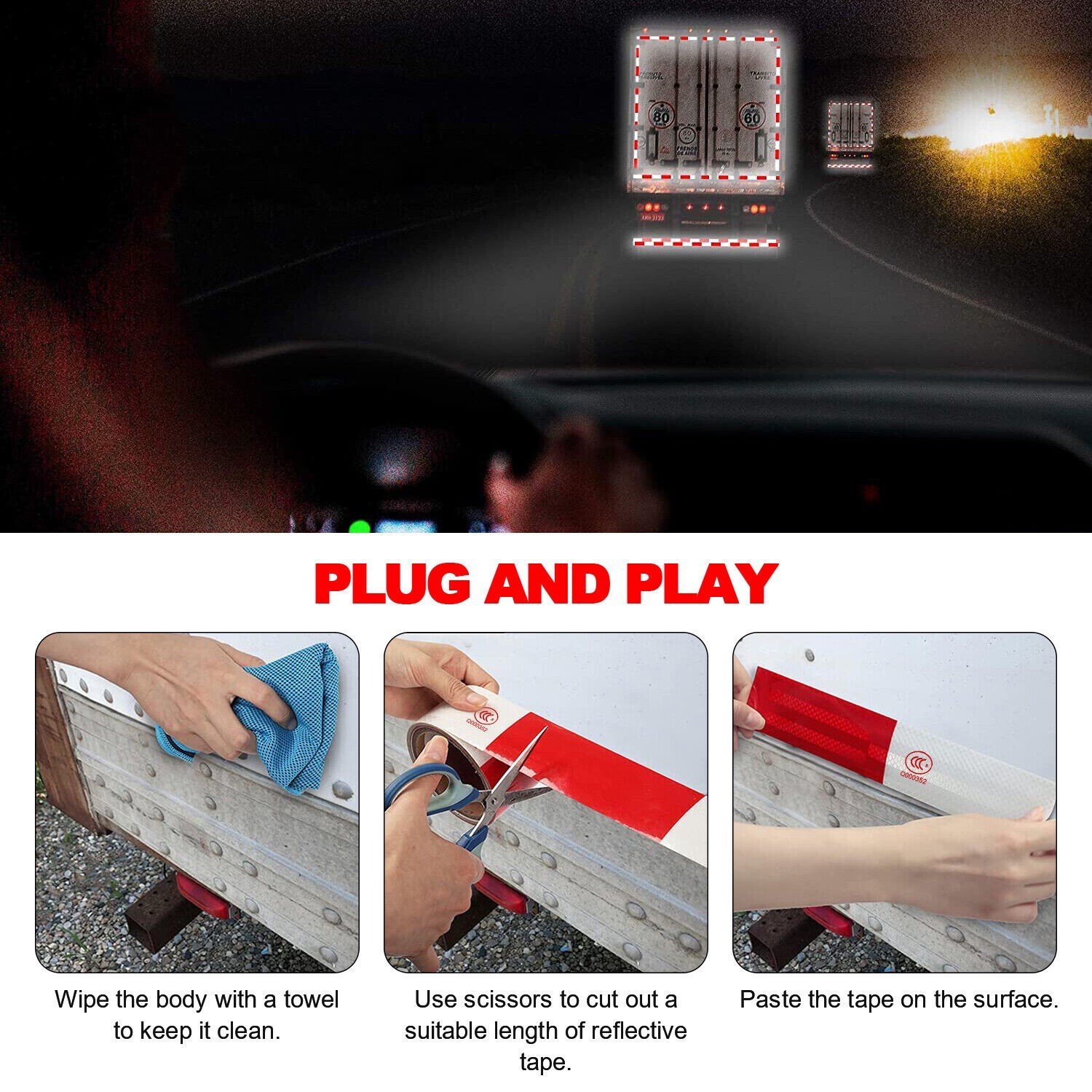 Reflective Tape CONSPICUITY Trailer Safety Warning Sign Auto Truck Red White NEW
