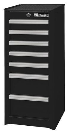 Westward 32H865 Westward Side Cabinet, 7-Drawers, Powder Coated Black, 15.5″ W