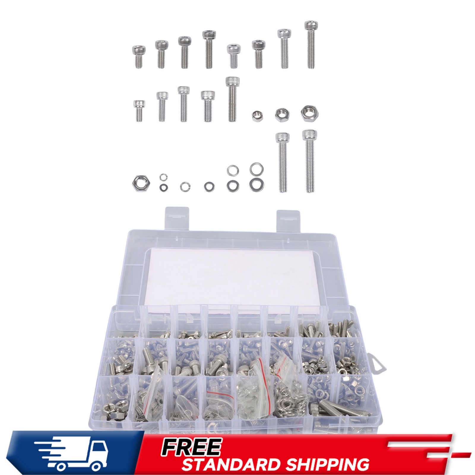 304ss Hex Socket Head Bolts Nuts M3 M4 M5 M6 Lock Washer 1160pcs 6-35mm