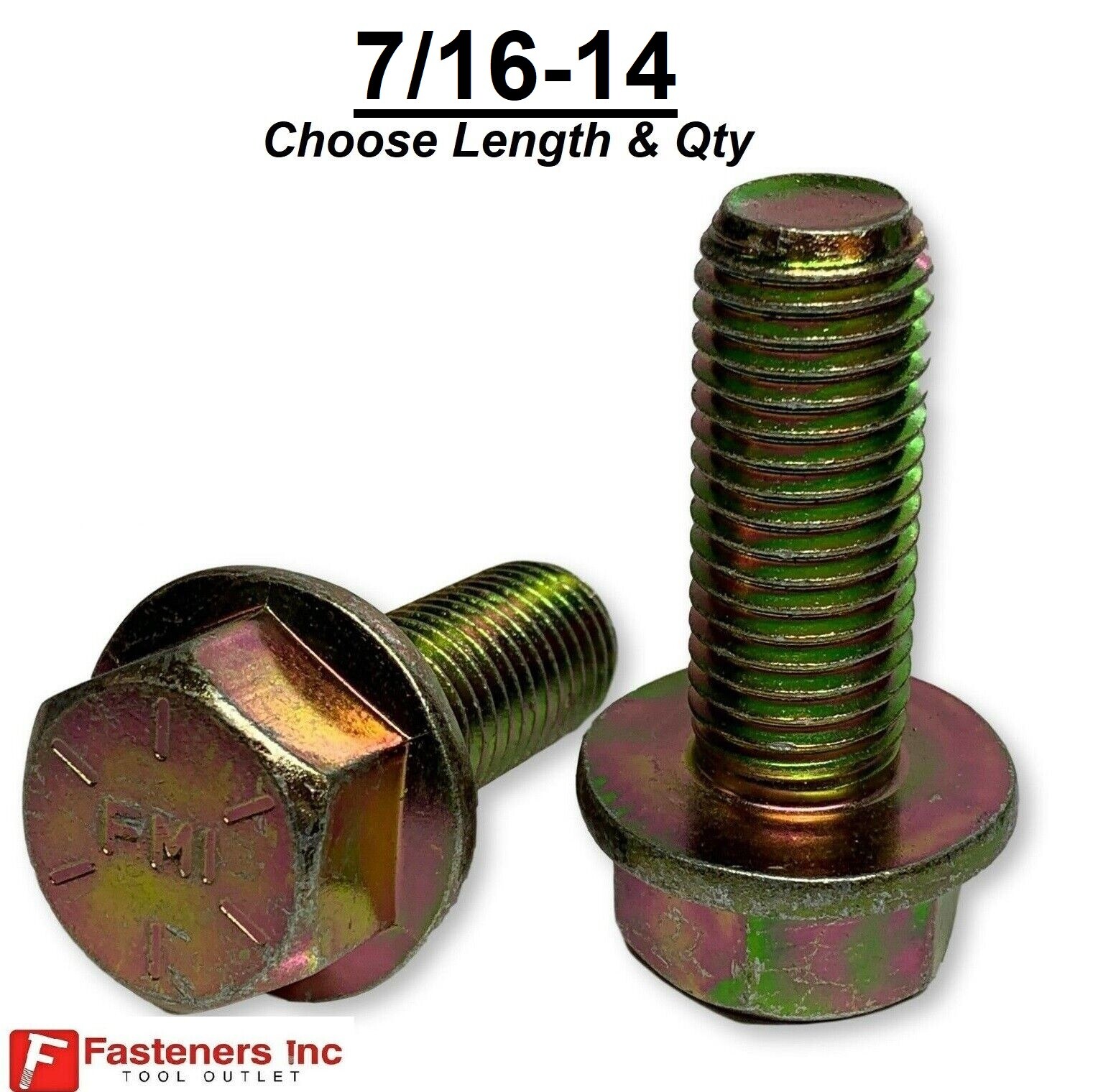 7/16-14 Grade 8 Flange Frame Bolt Yellow Zinc Plated (All Sizes & Qty’s) 7/16″