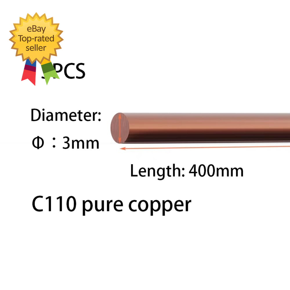5PCS Pure Copper round Rod Length 15.7 Dia 1/8 for Grounding Gardening and Craf