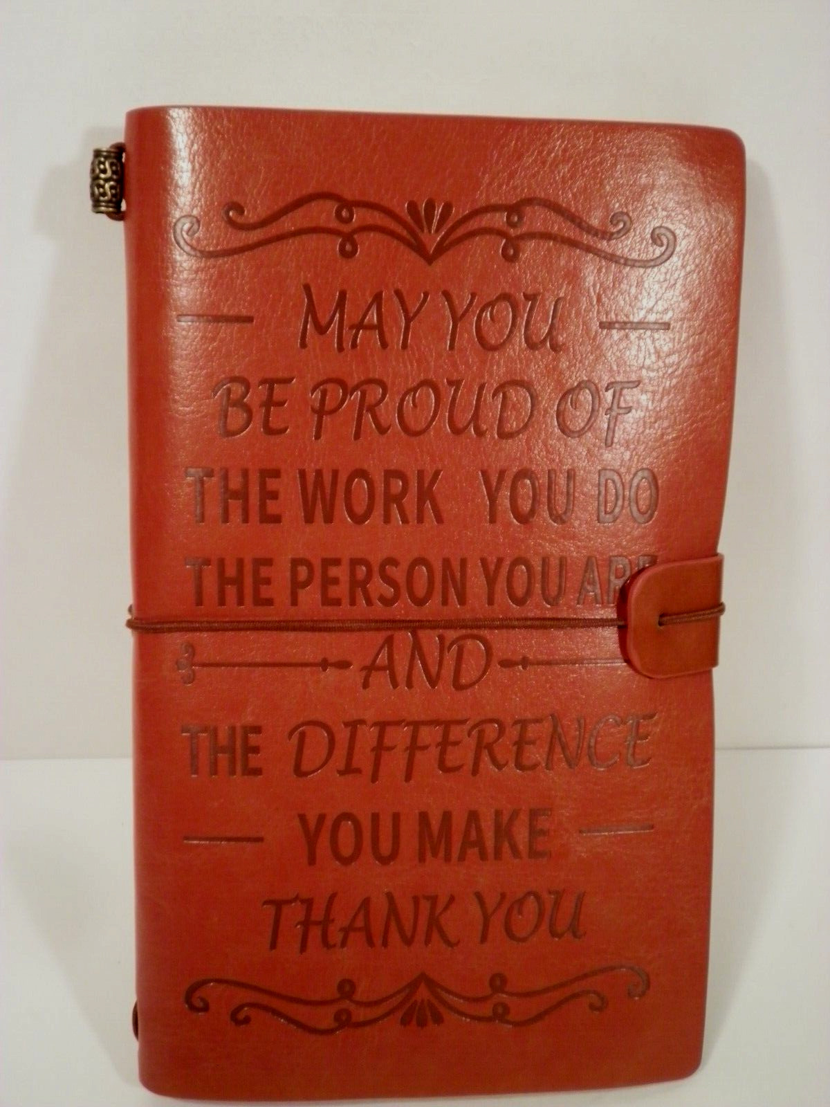 NIP Brown Leather Organizer Notebook May You Be Proud Difference You Make Thanks