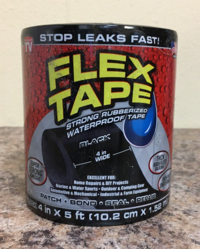 Flex Tape TFSBLKR0405 4 in. W X 5 ft. L Black Waterproof Repair Tape