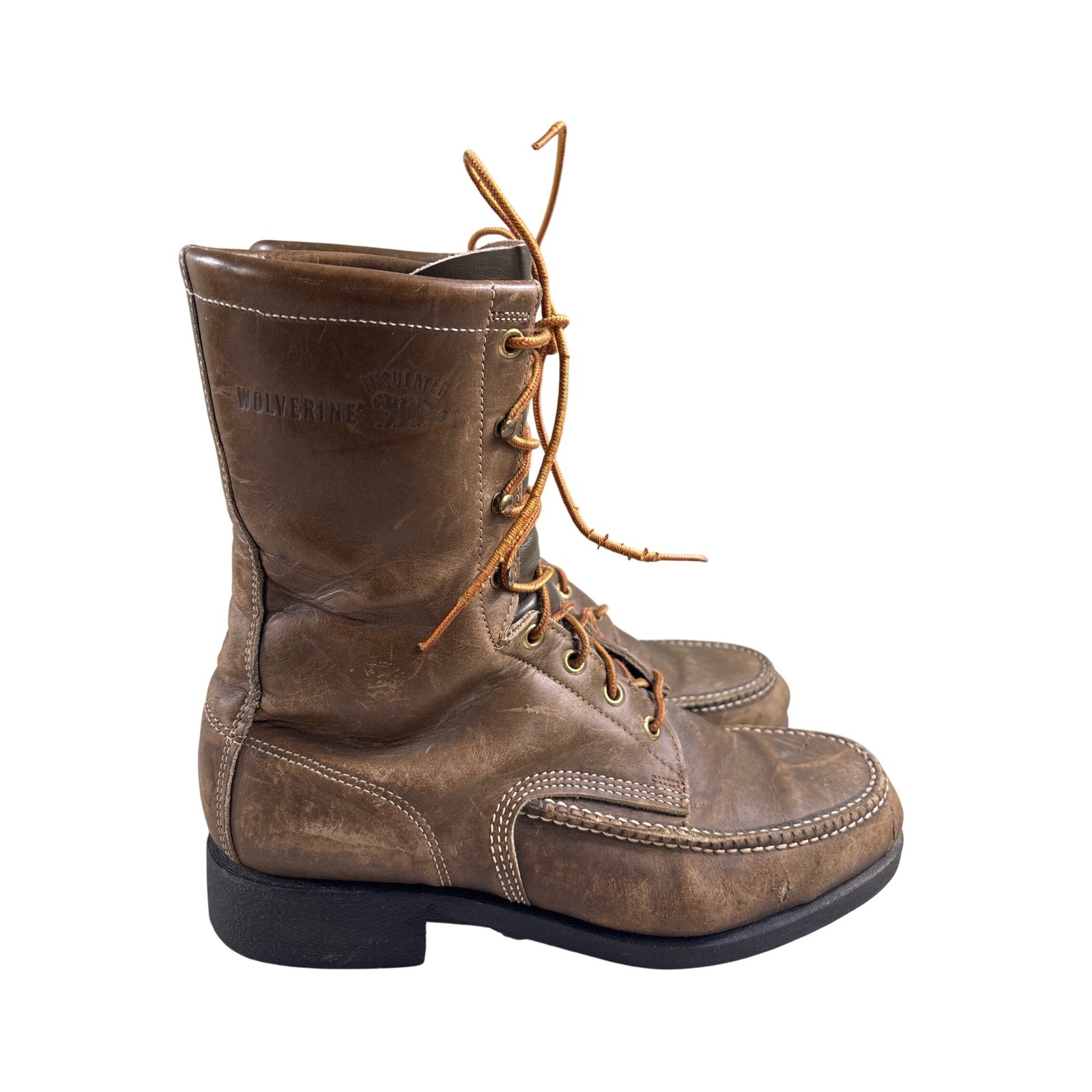 Wolverine Insulated Work Boots Men’s 9.5 Wide Brown Leather Lace Up Oil Proof