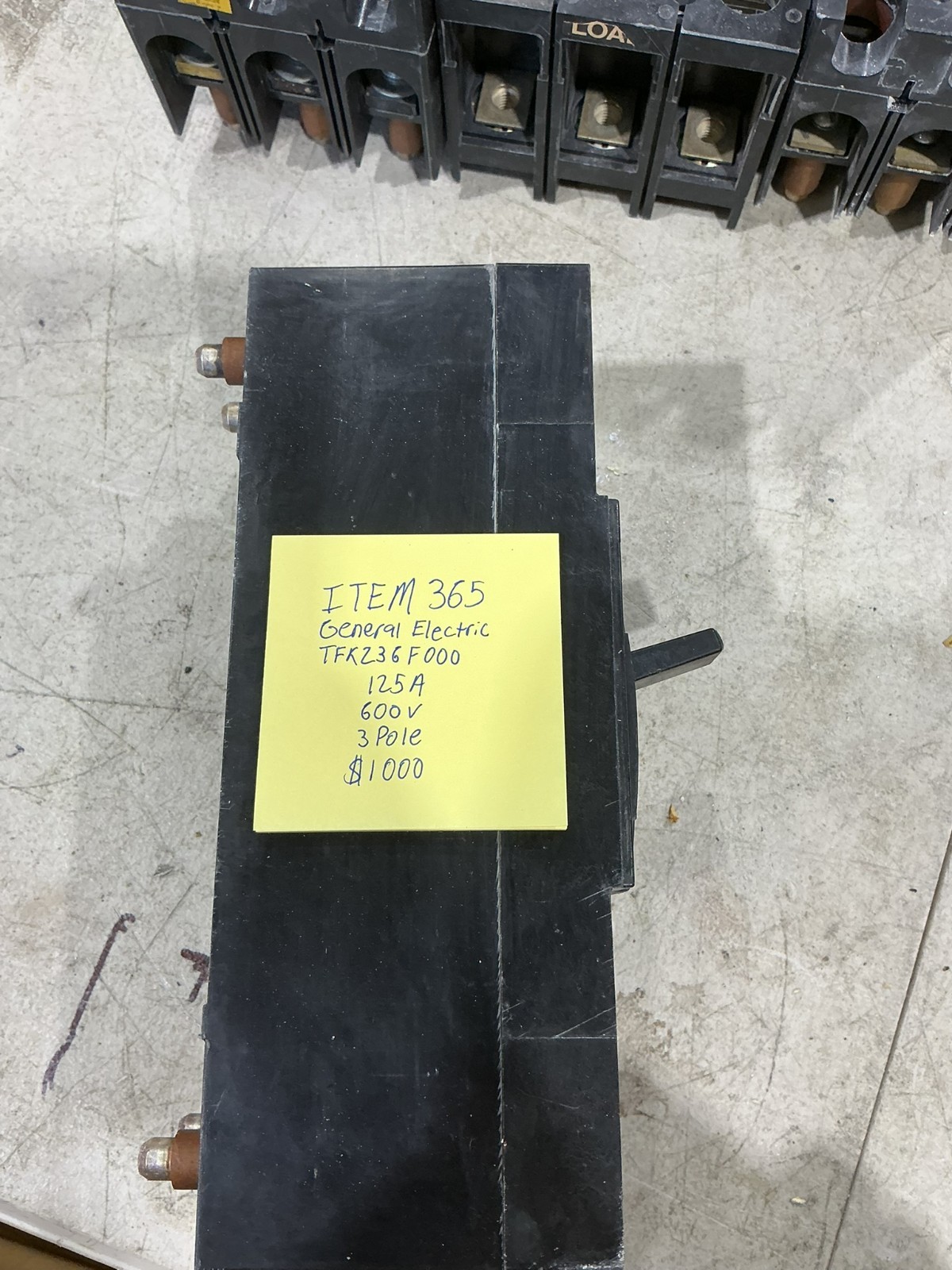 General Electric Breaker TFK236F000 125 AMPS 600 VOLTS 3 POLE