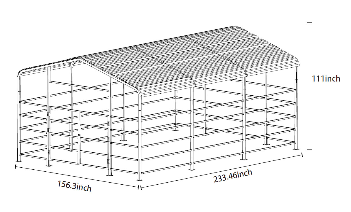 New 13×20FT Metal Livestock Shed Steel Shelter Cowshed for Farm Animal USA Stock