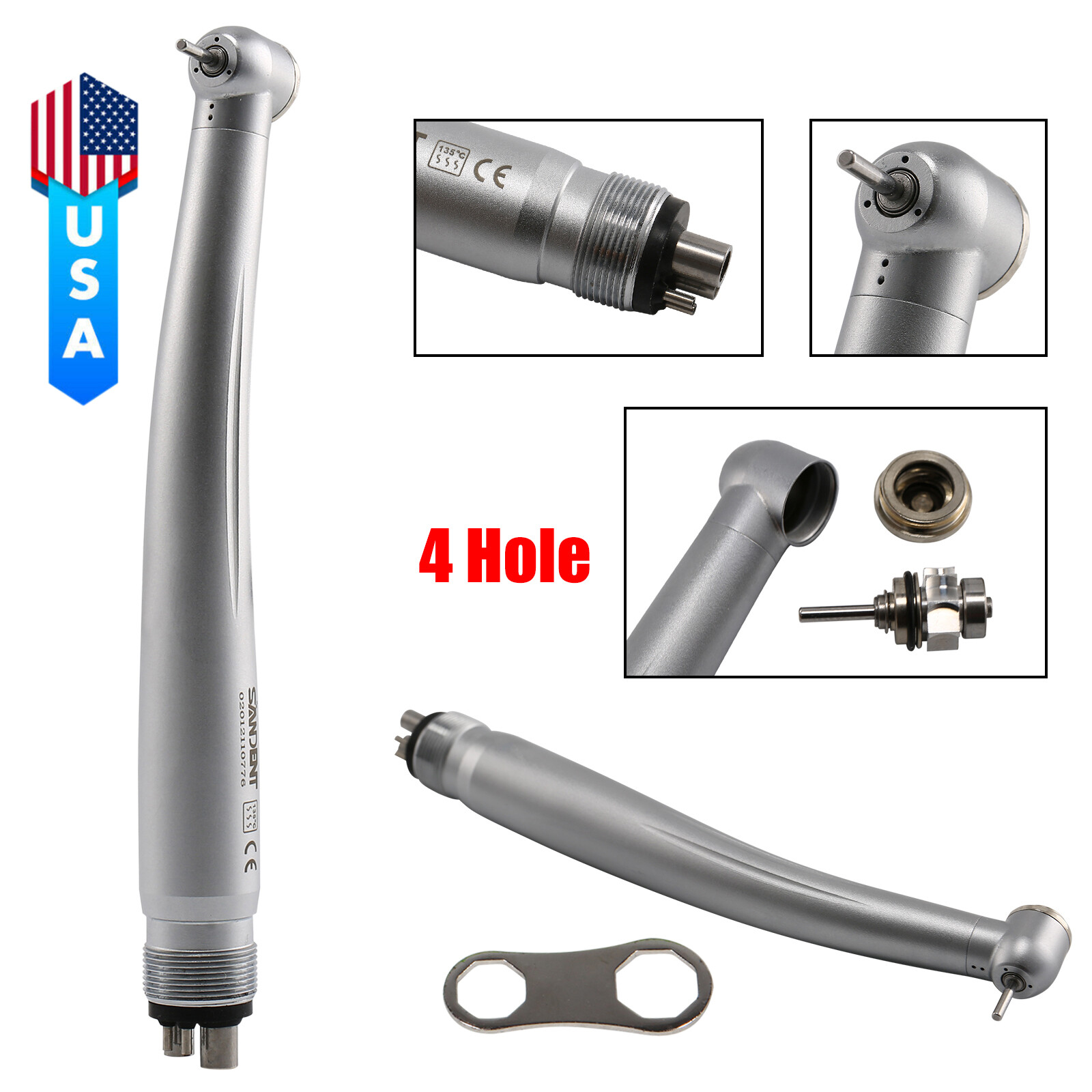 SANDENT NSK Style Dental High/Fast Speed Turbine Handpiece 4 Holes Midwest