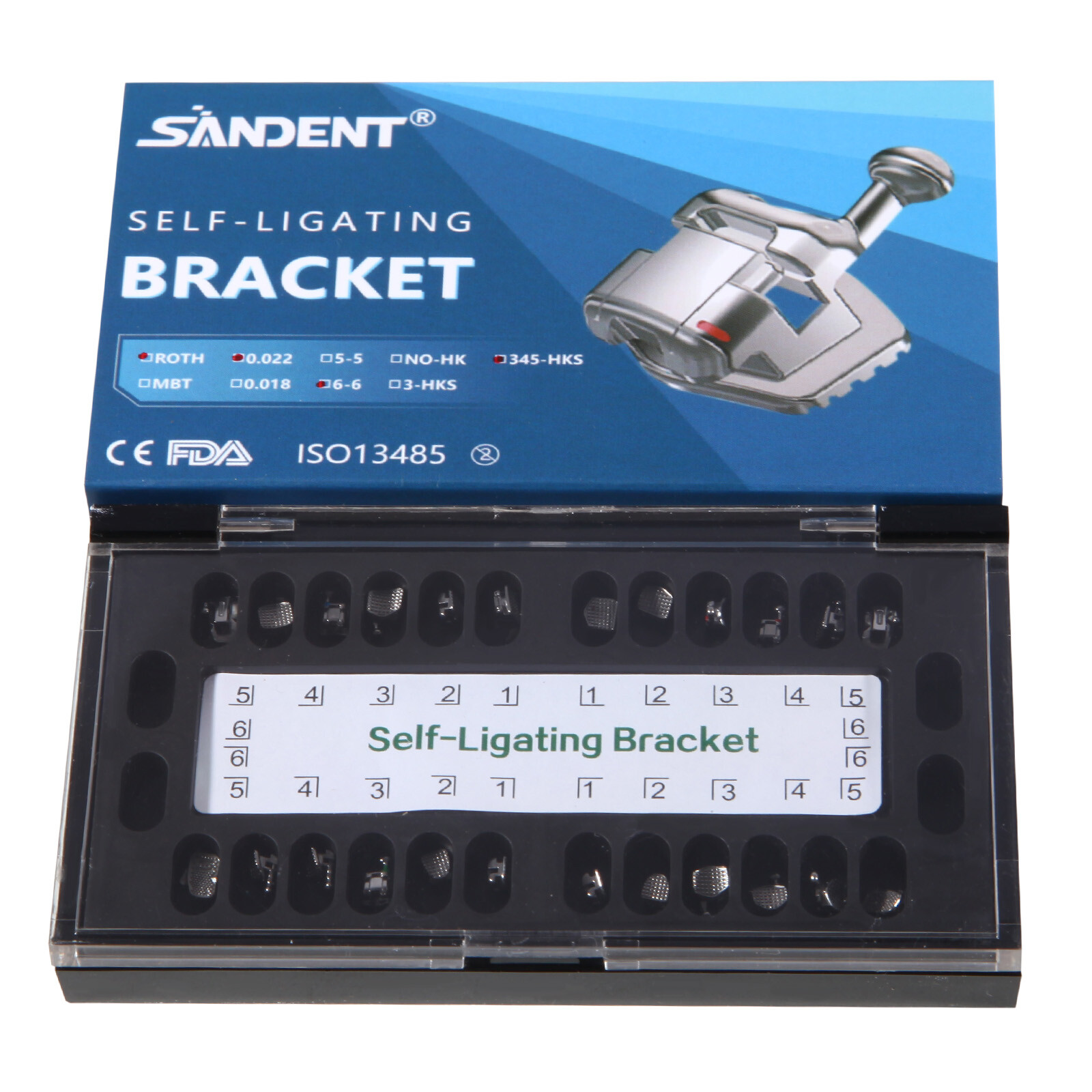 Dental Orthodontic Self-Ligating Brackets Braces Roth 022 Hooks 345 Buccal Tubes