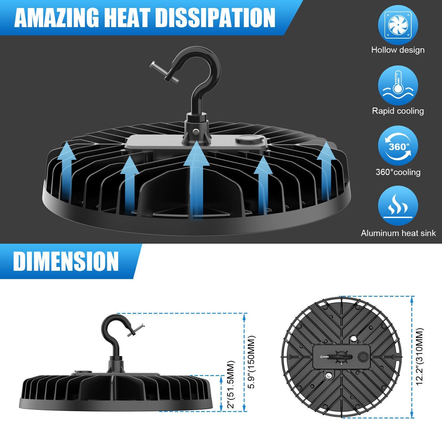 240W UFO LED High Bay Light Commercial Warehouse Factory Led Shop Light 36,000LM