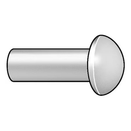 Solid Rivet, Round Head, 0.1875 In Dia., 0.375 In L, Aluminum Body, 100 Pk,