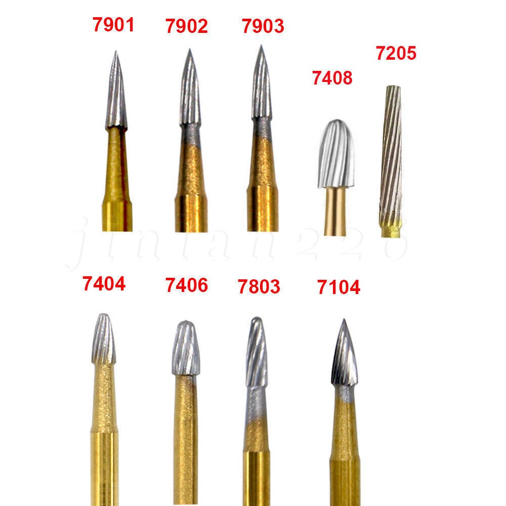10x Dental Trimming Finishing Polishing Gold Carbide Bur High Speed FG 1.6mm