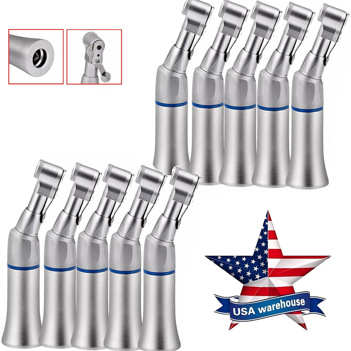 3PCS NSK Style Dental Slow Low Speed Handpiece Contra Angle Latch E-type USA