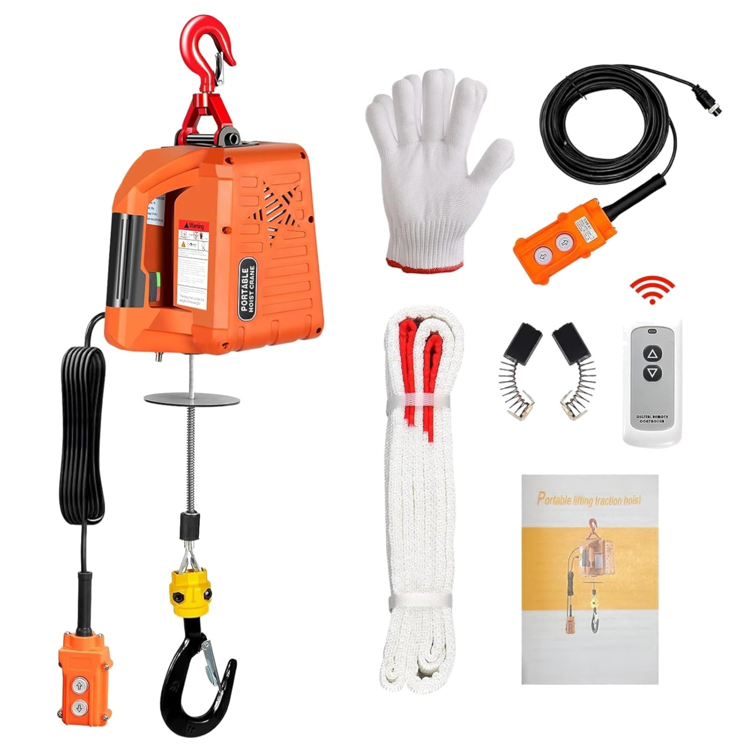 3 in 1 Electric Hoist Winch,2200 lbs Manual/Wired/Wireless Remote Control,110…