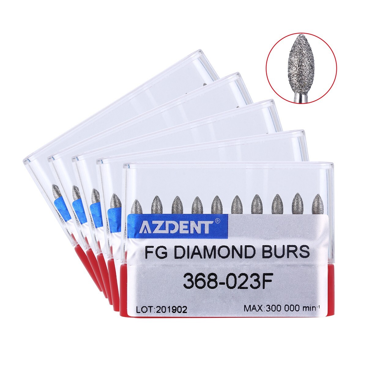 100pcs AZDENT Dental FG Diamond Burs Football 368-023F Fine Red High Speed