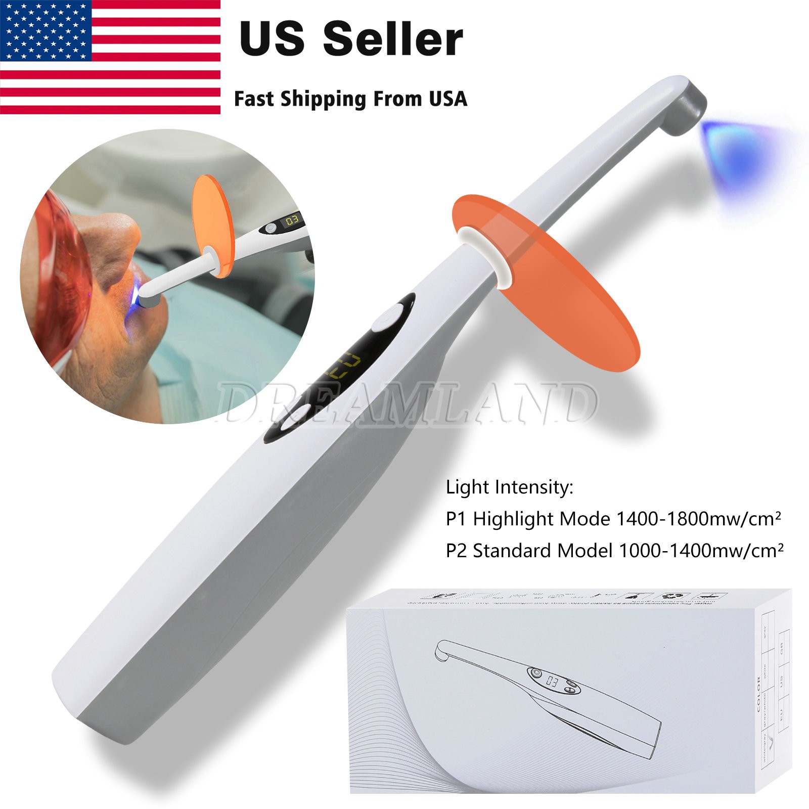Dental Wireless Cordless Curing Light Composite Lamp LED-B Lampara 3S