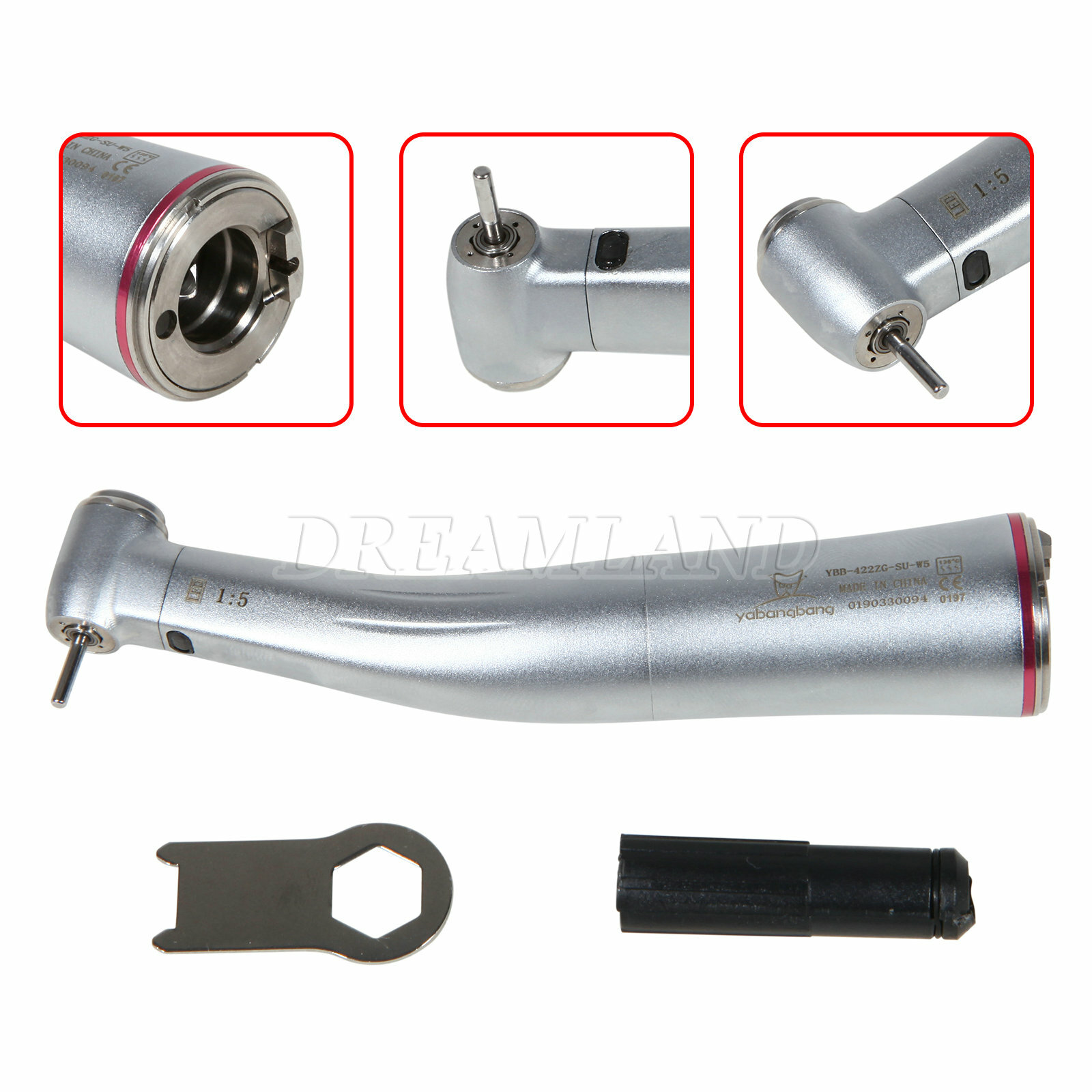 Mini Internal four spray 1:5 Increasing LED Fiber Optic Contra Angle FDA