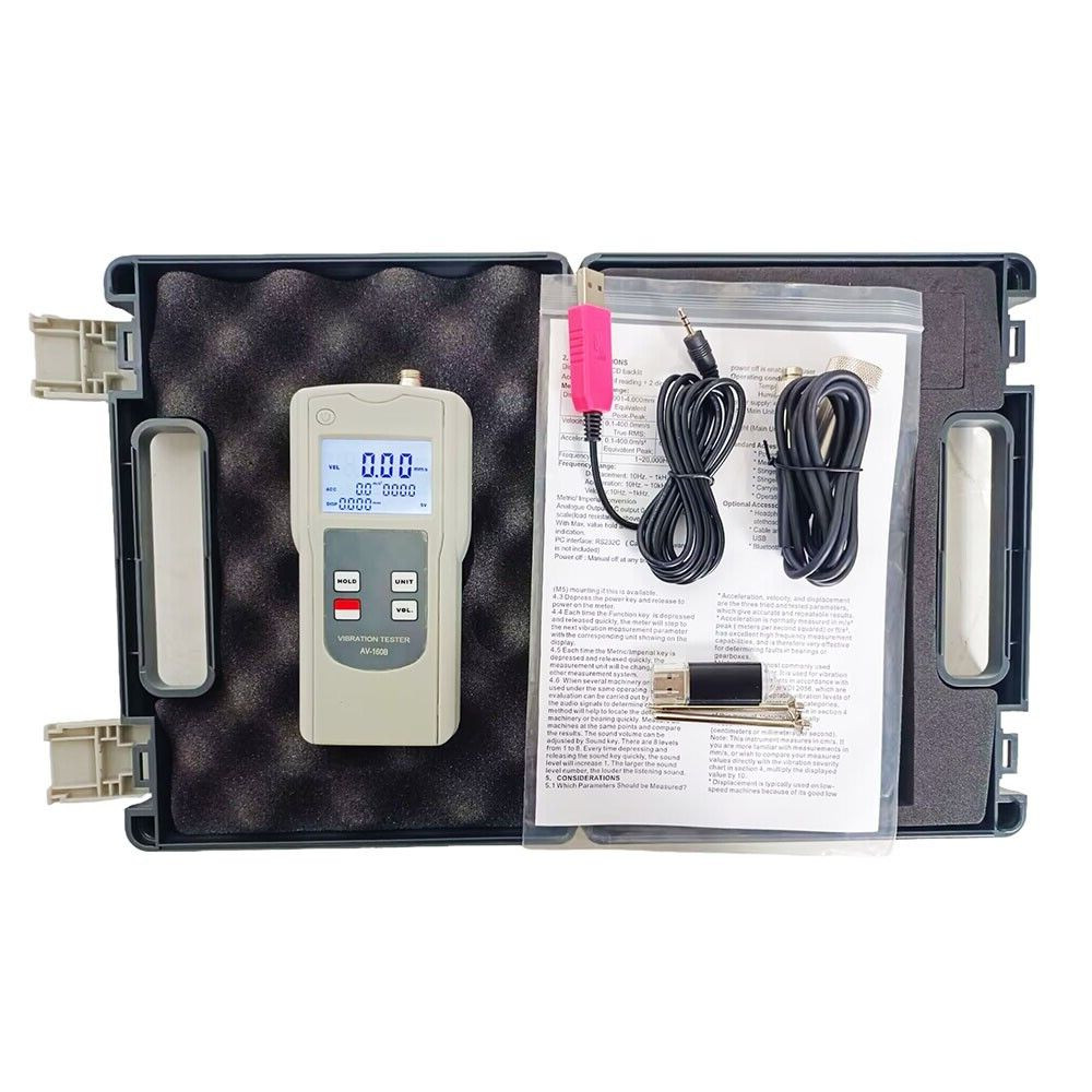 Handheld Vibration Analyzer with Velocity 0.1-400.0 mm/s Software and USB Cable