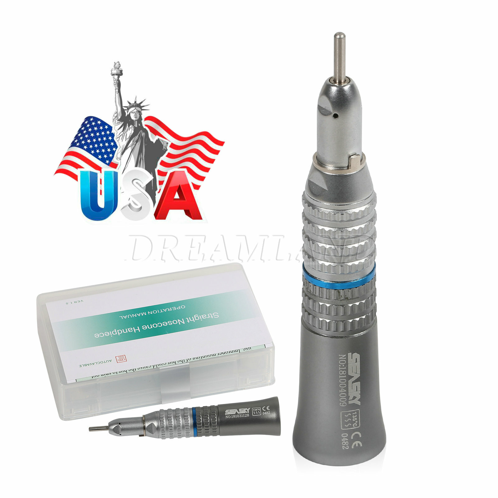 Dental Straight Handpiece Nosecone & Air Motor 4H fit NSK Low Slow Speed YP4