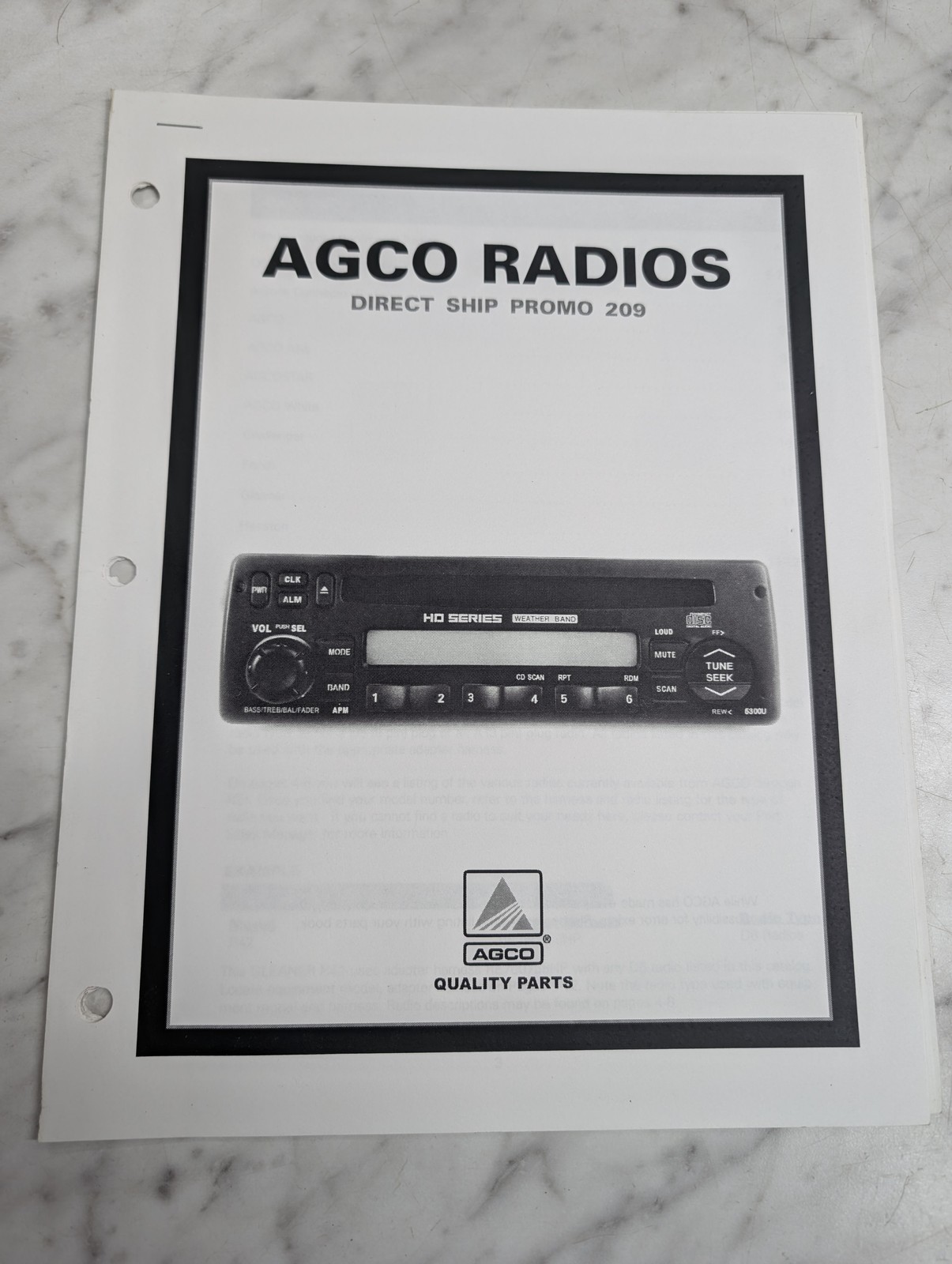 AGCO RADIOS DIRECT SHIP PROMO 209 HQ SERIES WEATHER BAND QUALITY PARTS