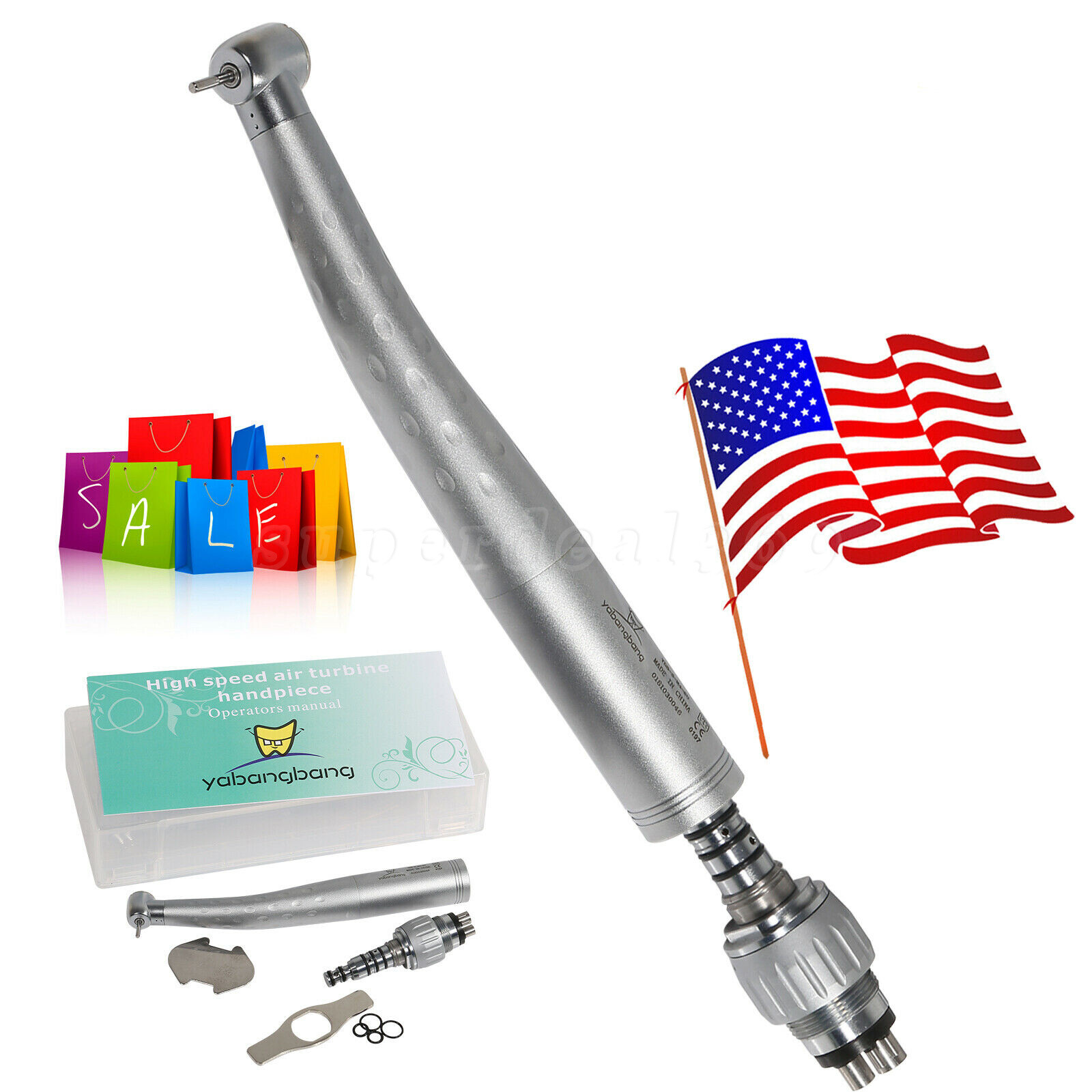 1-10pcs Dental High Speed Turbine Handpiece + Swivel Quick Coupler 4Hole YABANG