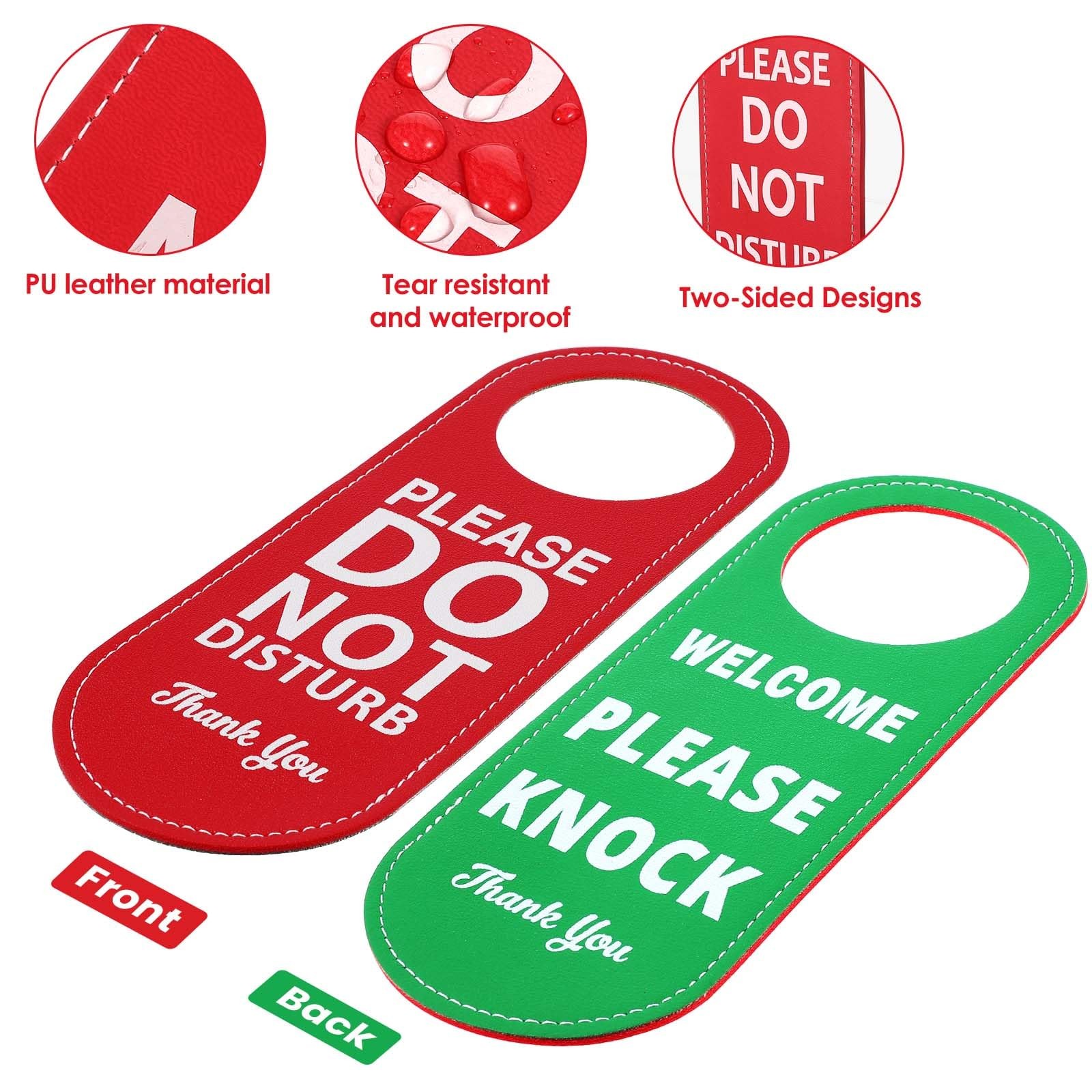 PU Leather Please Do Not Disturb Sign and Welcome Please Knock Sign, Door Kno…