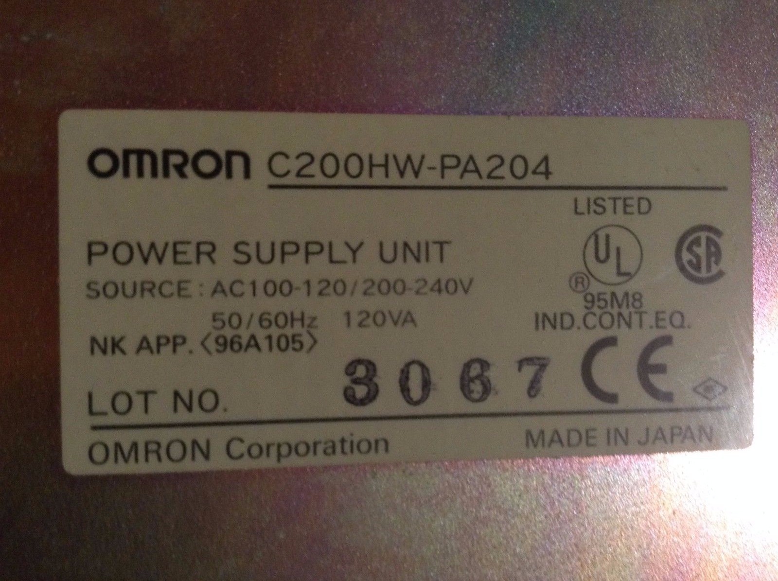 Omron C200HW-PA204 Power Supply