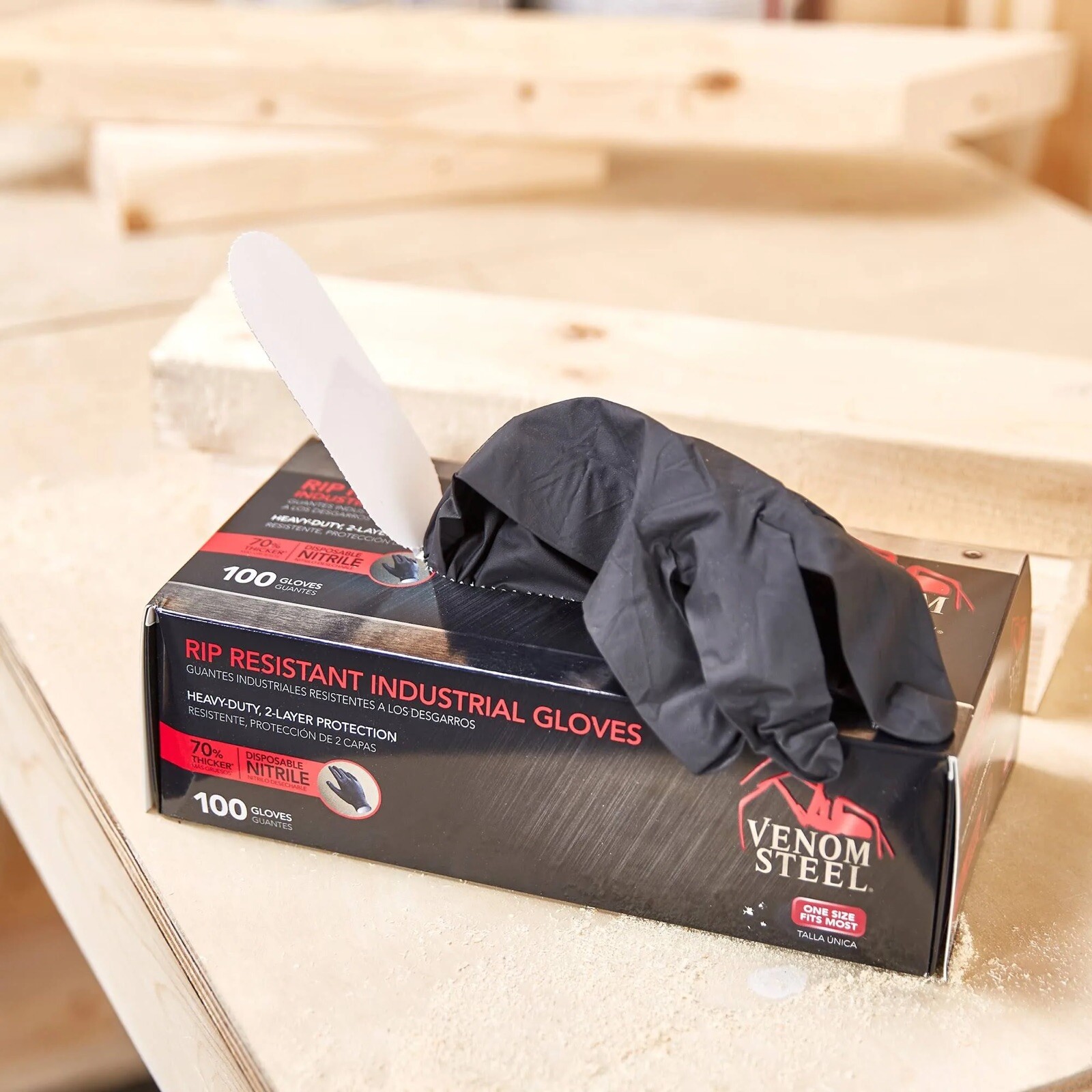 VENOM STEEL Nitrile Gloves Rip Resistant One Size Fits Most 100 CT 🇺🇸USA Ship