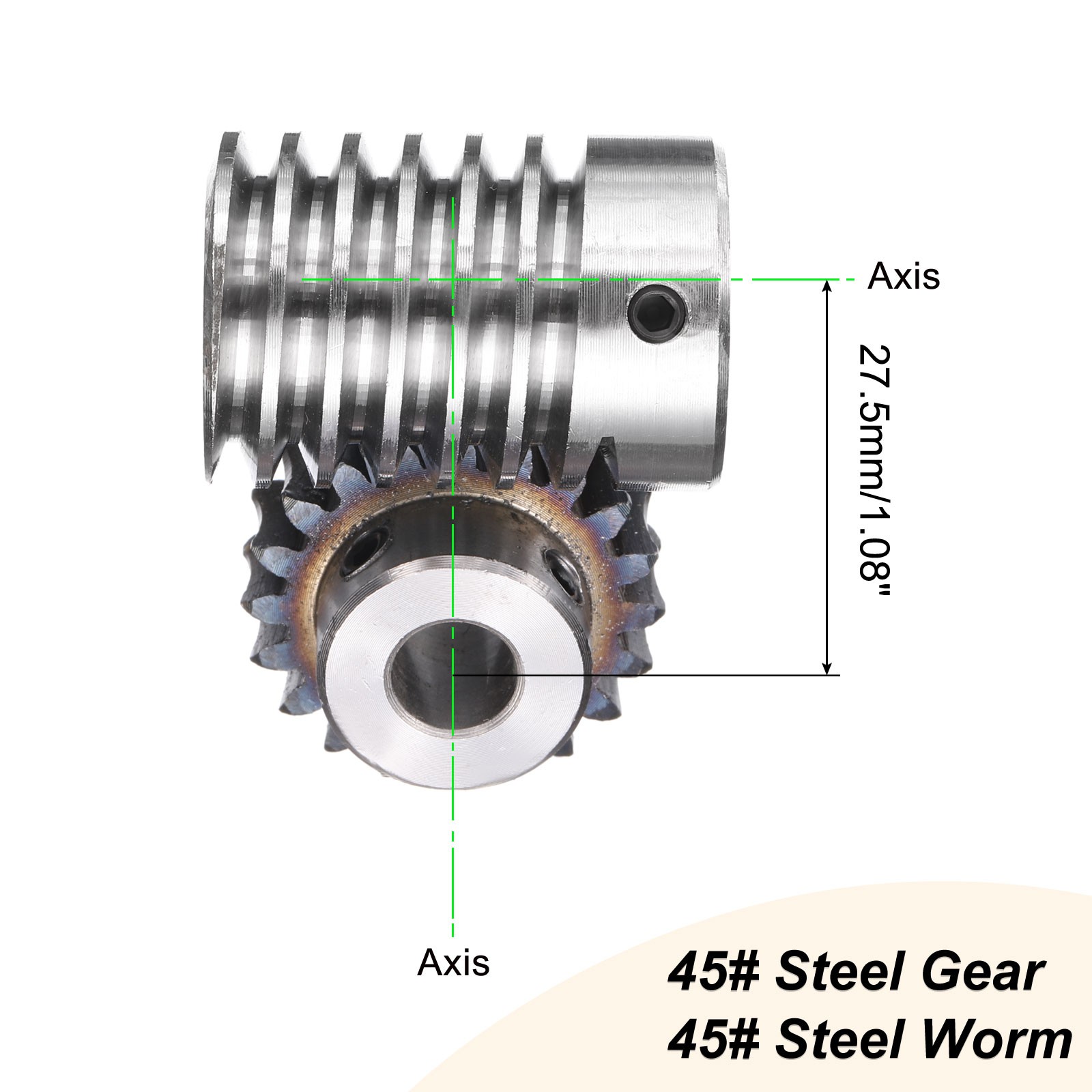 Worm Gear Set 1.5 Module 20:1 Reduction Rate Gear-10mm ID 33mm OD, Rod 15mm Bore