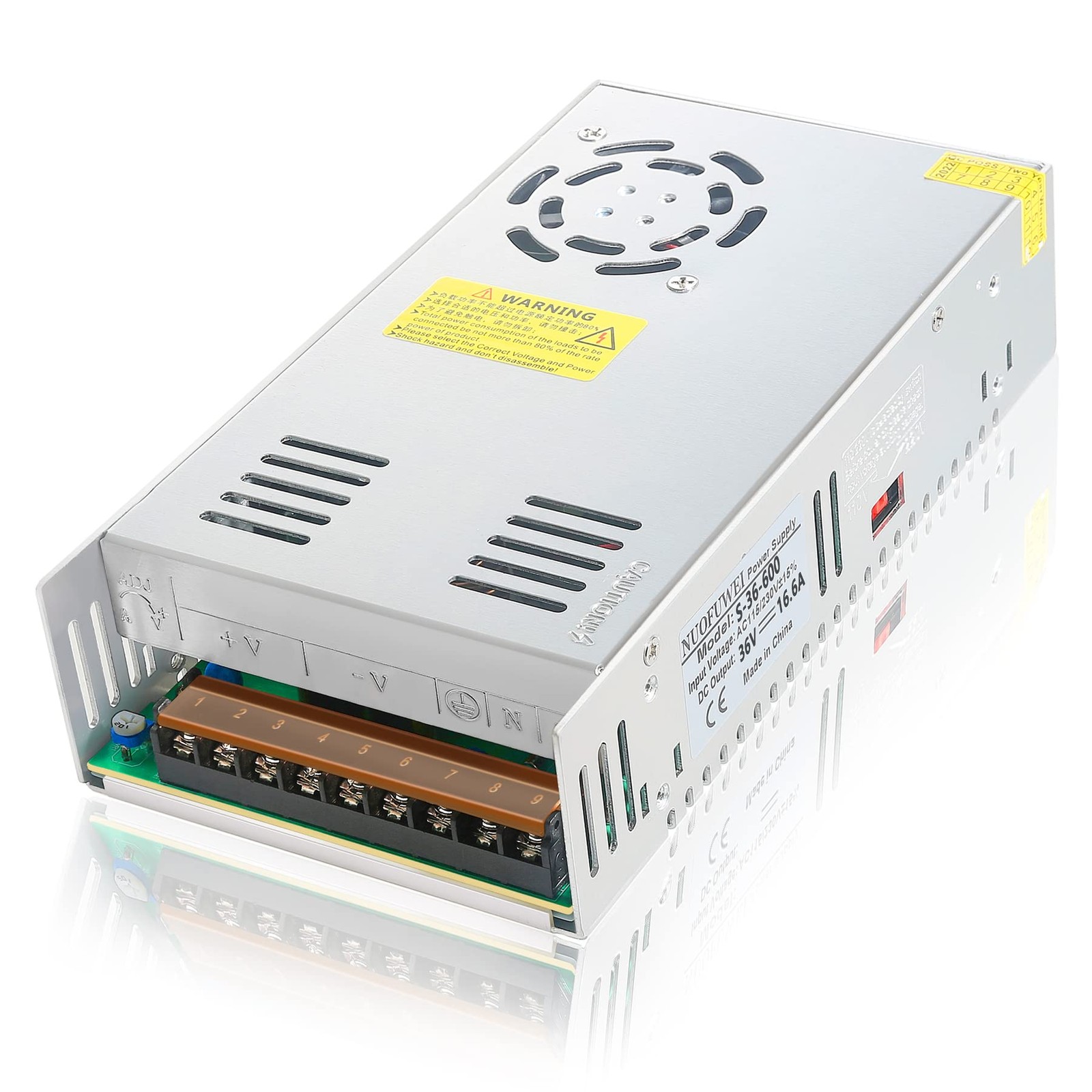 600W Switching Power Supply, 110V AC to 36V DC 16.6A, Converter Adapter, Winch