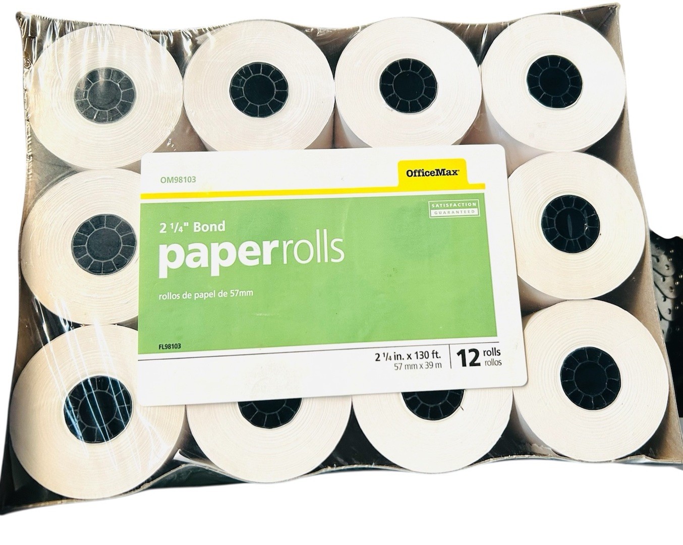 OFFICE MAX 2-1/4 in x 130 ft Bond Paper Rolls (57mm x 39m) OM98103 12 Rolls