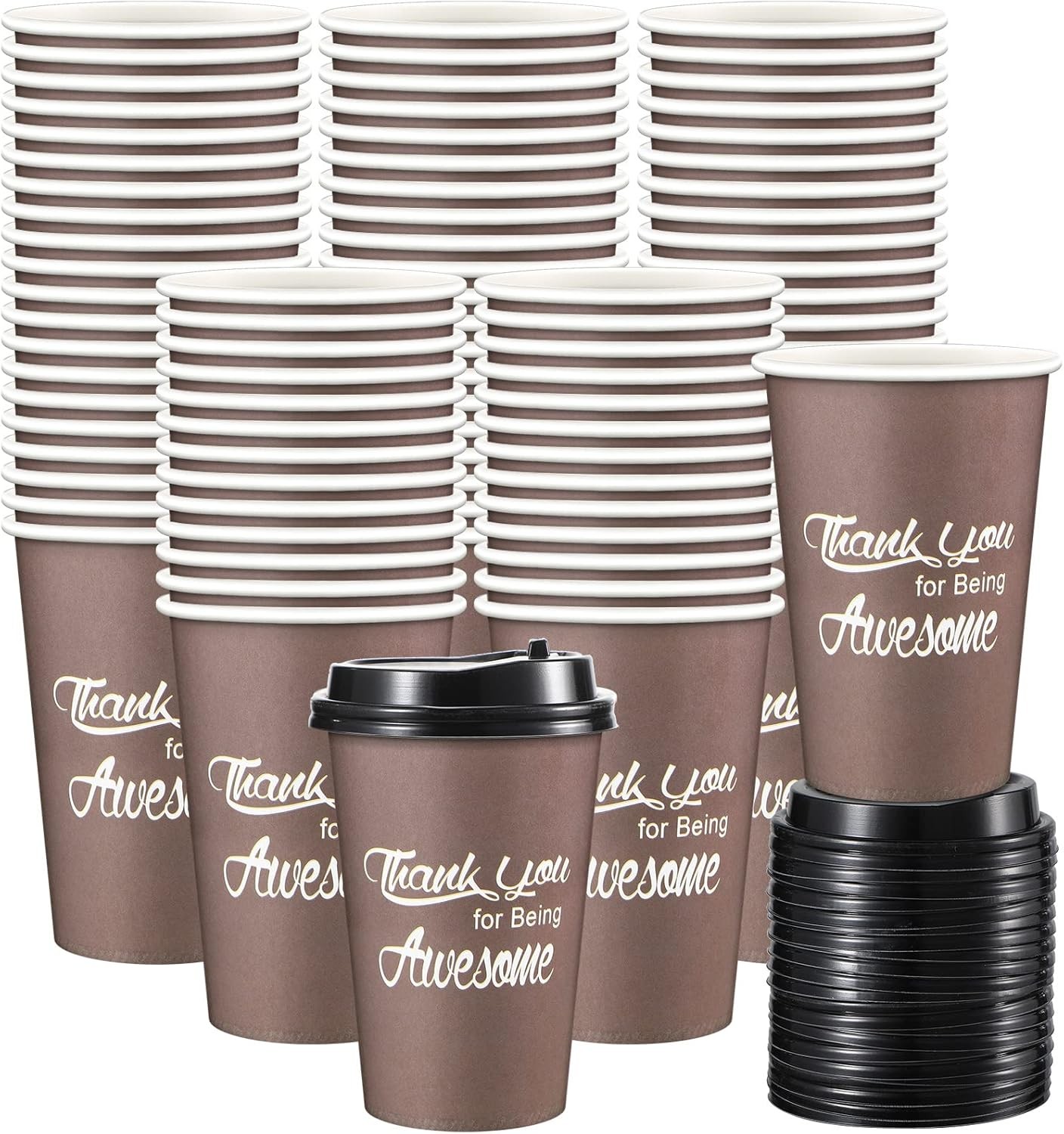 Rtteri 100 Packs Disposable Coffee Cups Bulk as shown in the picture, Brown